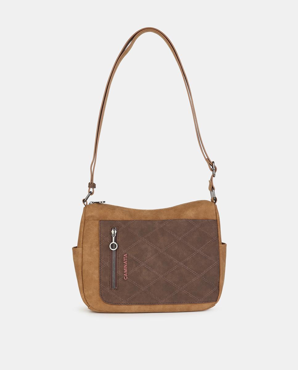 Imagen 1 de Crossbody pequeño con cremallera - Caminatta - Marrón Camel