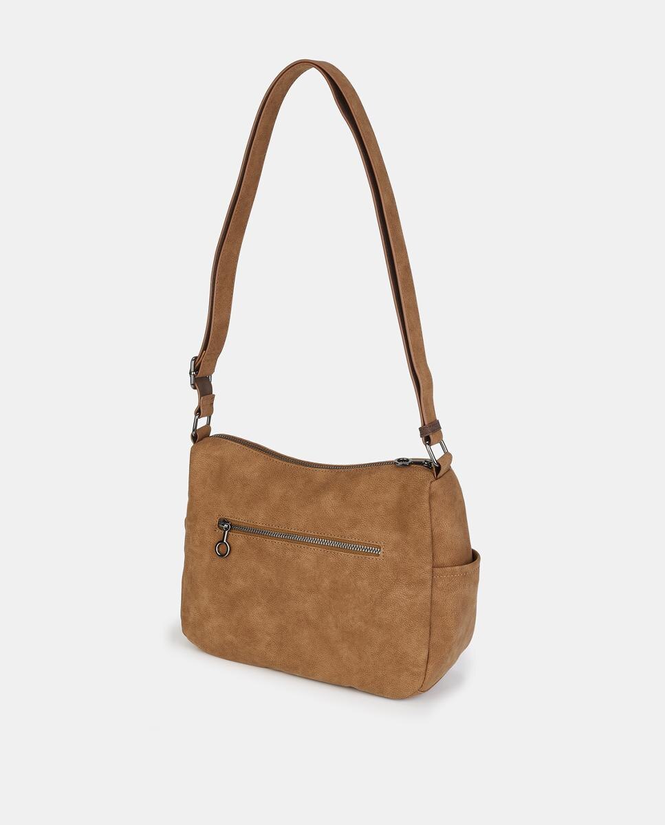 Imagen 2 de Crossbody pequeño con cremallera - Caminatta - Marrón Camel