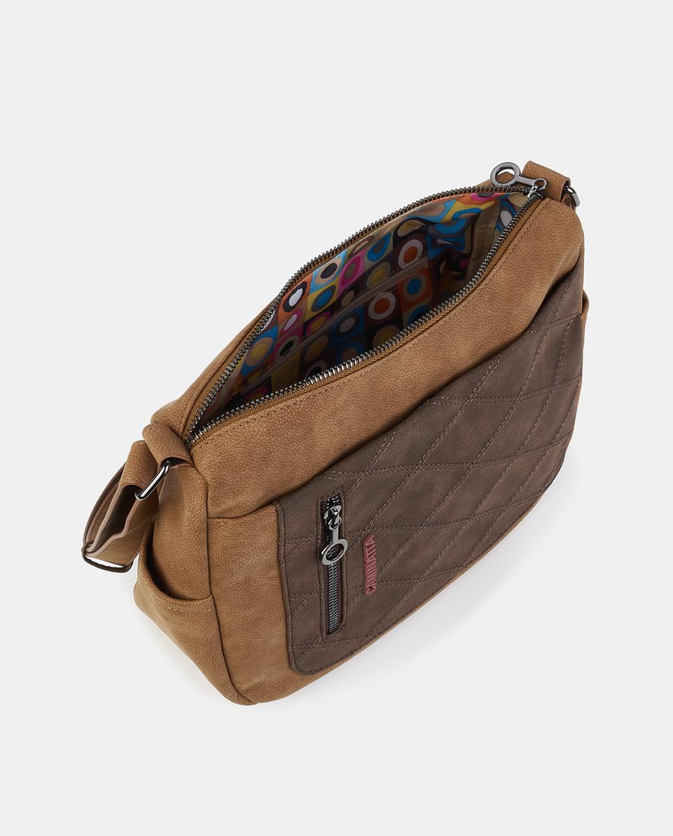 Imagen 3 de Crossbody pequeño con cremallera - Caminatta - Marrón Camel