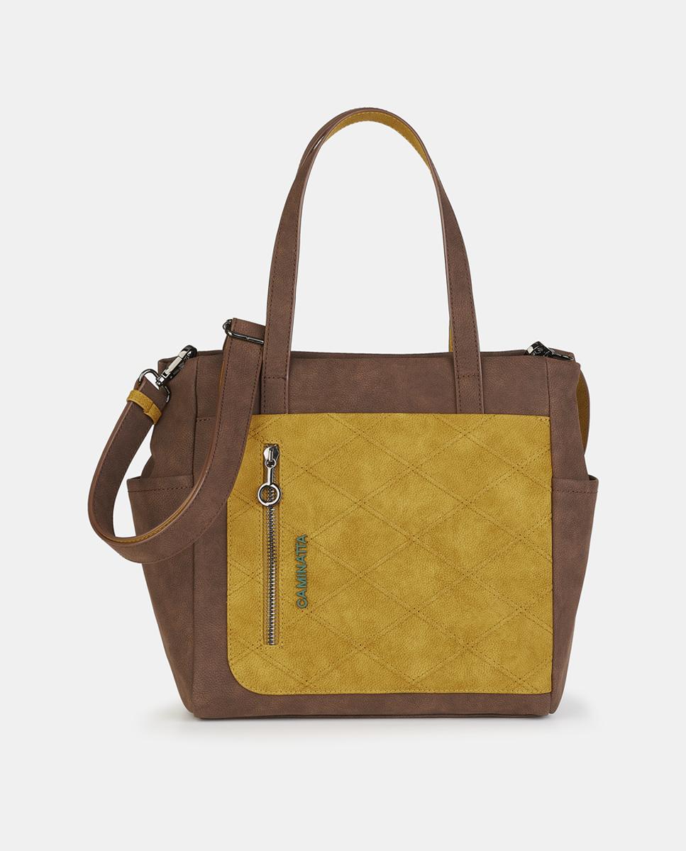 Mala Shopper com Fecho de Correr Castanho-1