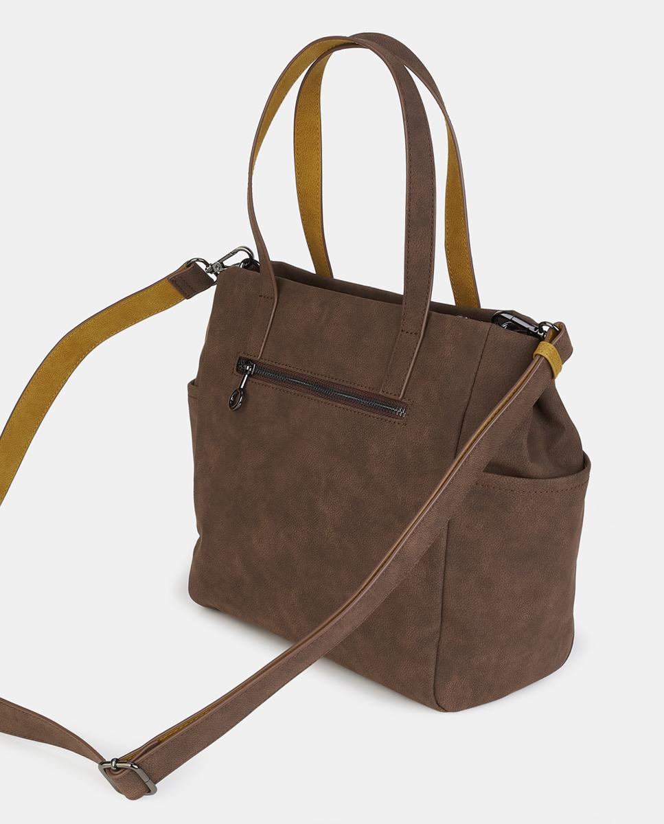 Mala Shopper com Fecho de Correr Castanho-2