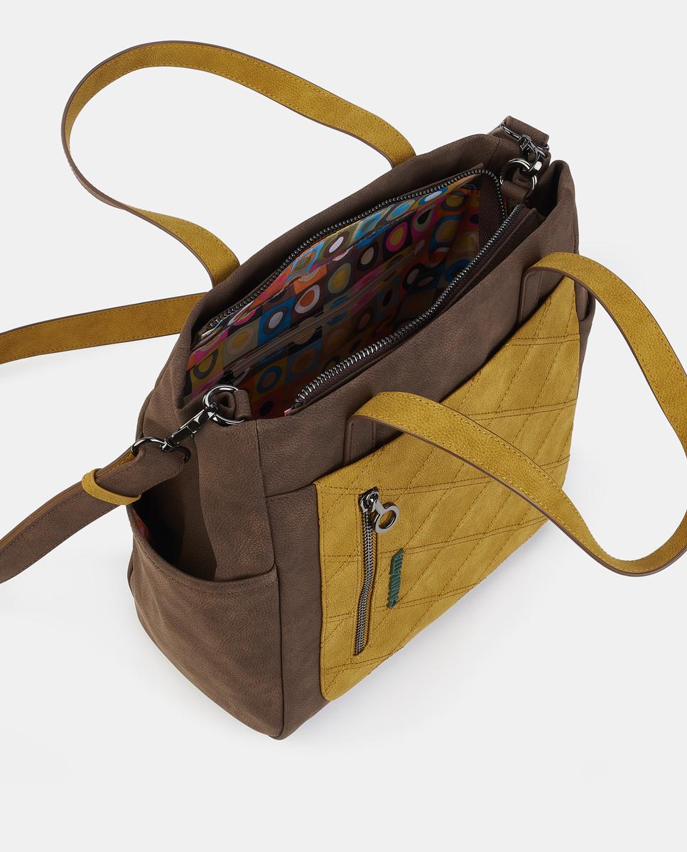 Mala Shopper com Fecho de Correr Castanho-3