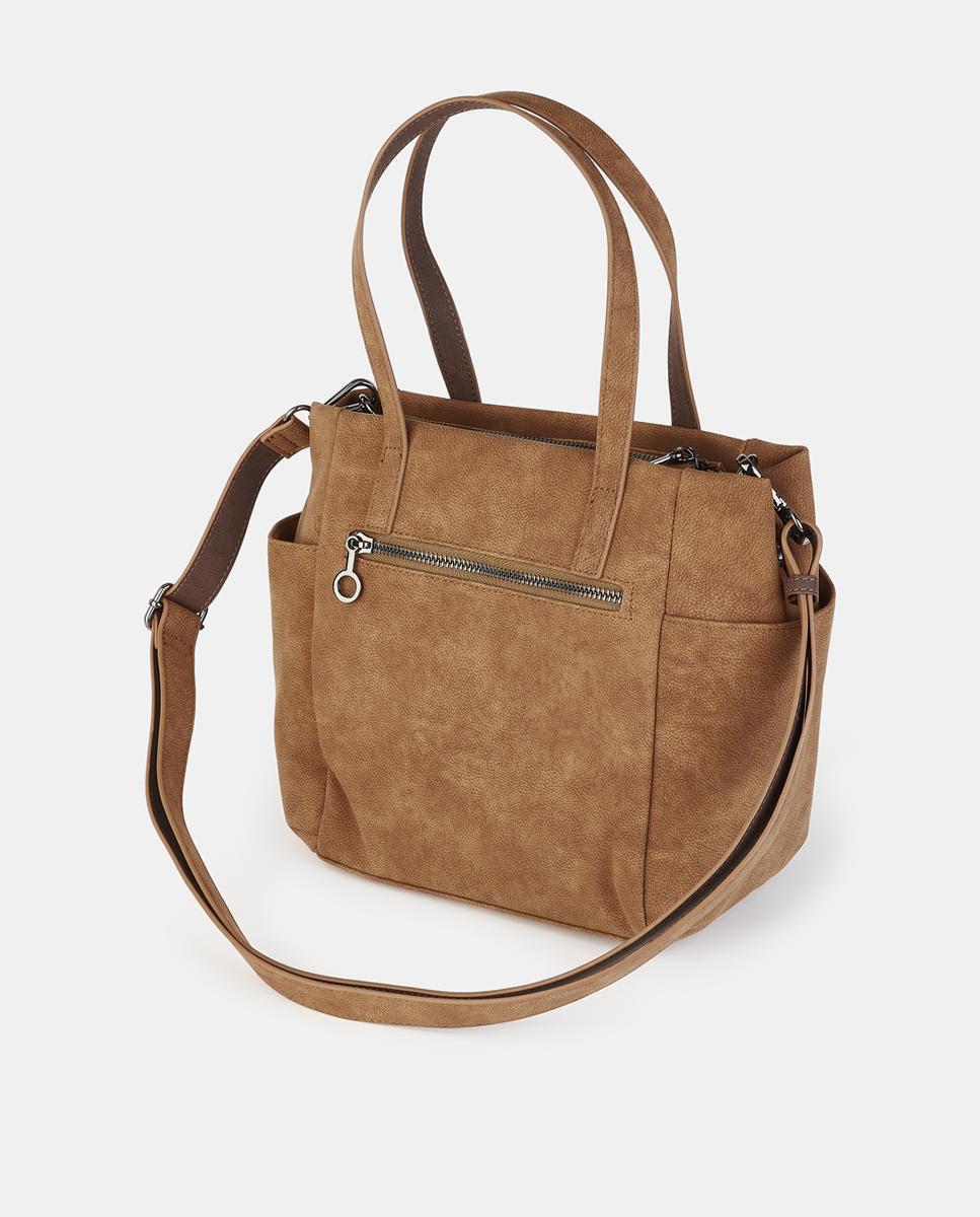Mala Shopper com Fecho de Correr Camel-2