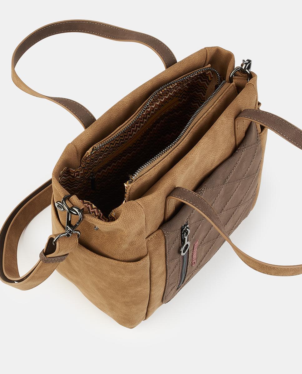Mala Shopper com Fecho de Correr Camel-3