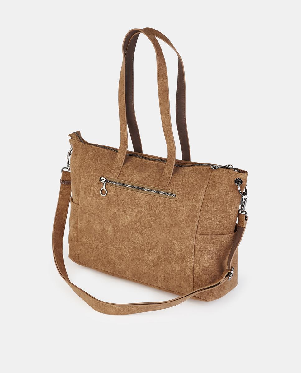 Mala Shopper com Fecho de Correr Camel-2