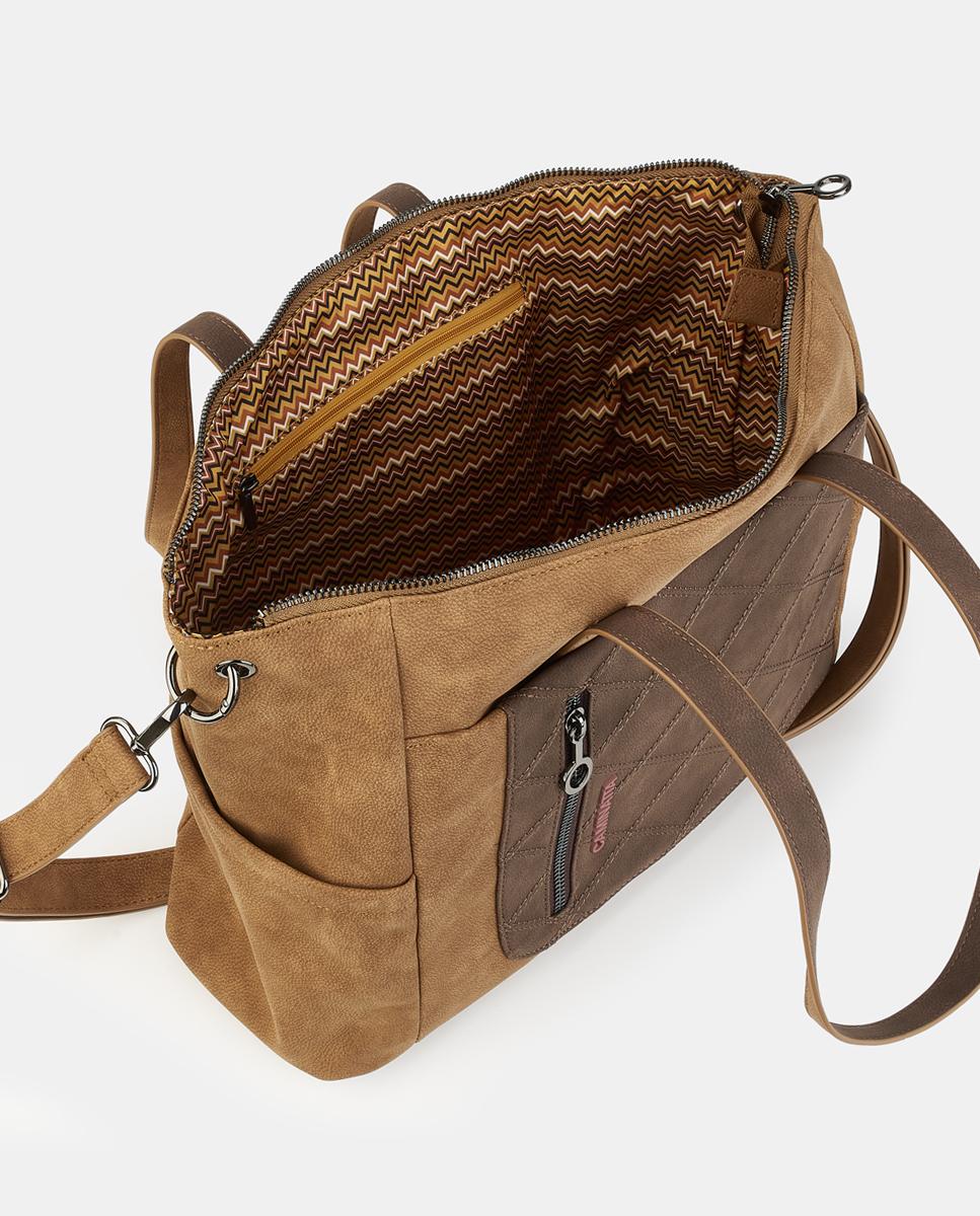 Mala Shopper com Fecho de Correr Camel-3