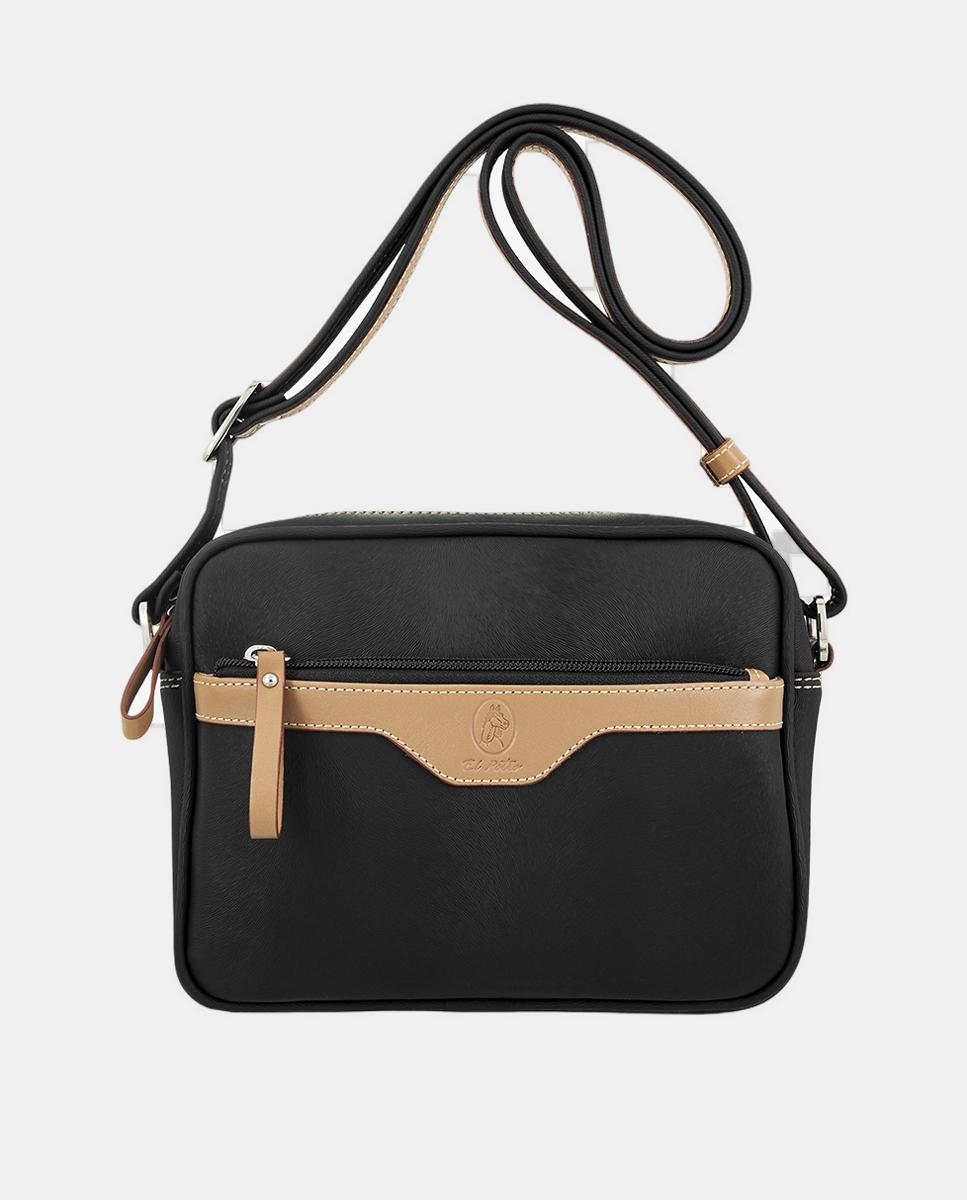 Mala a Tiracolo com Três Bolsos e Alça de Tiracolo Ajustável Preto-1