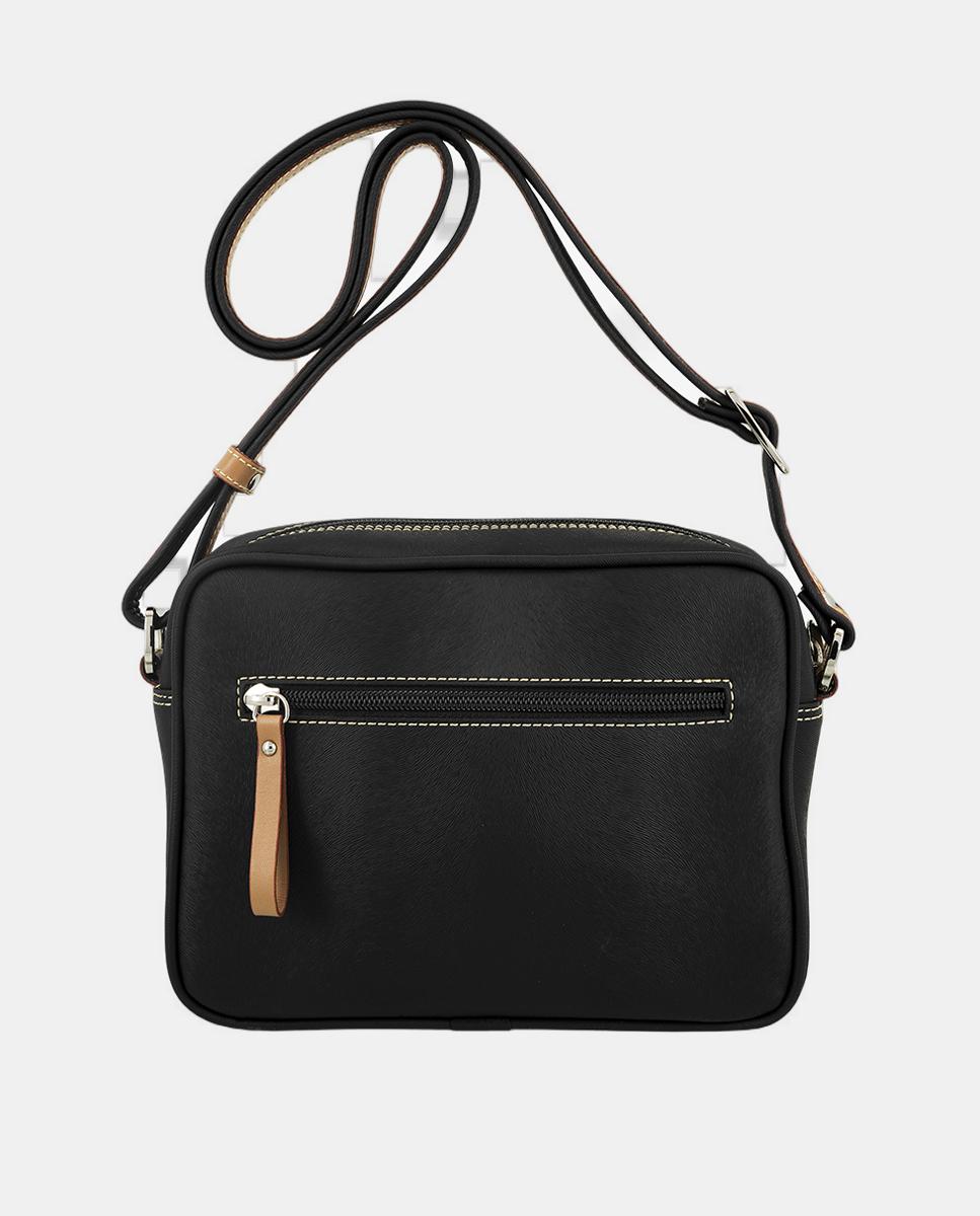 Mala a Tiracolo com Três Bolsos e Alça de Tiracolo Ajustável Preto-3