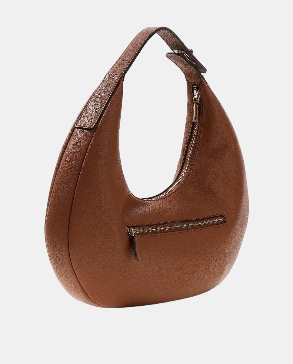 Mala de Ombro com Fecho de Correr Castanho-4