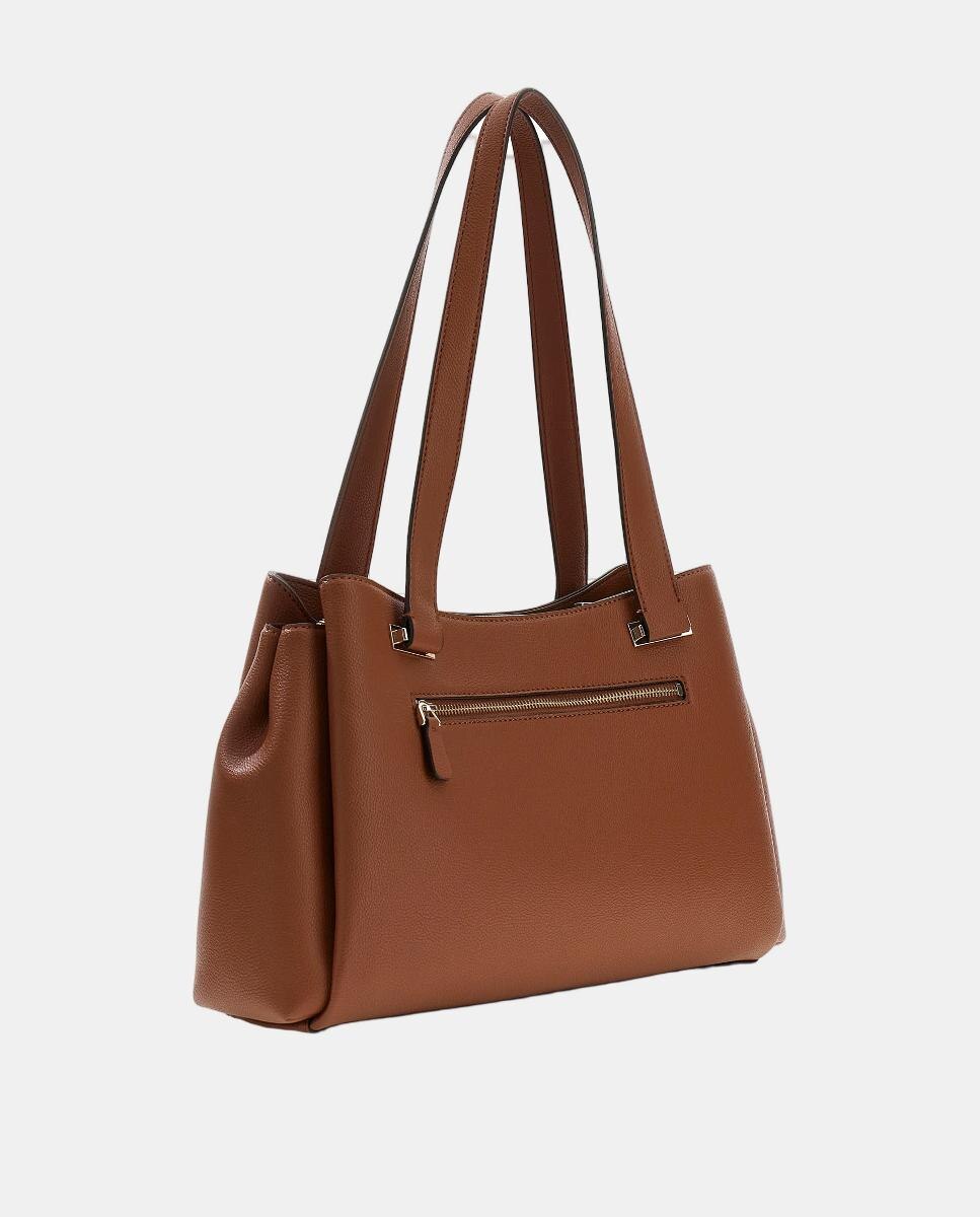 Mala de Ombro com Fecho de Correr Castanho-2