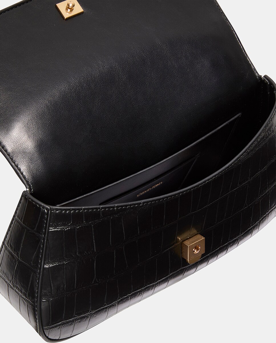 Mala com Textura de Crocodilo Preto-3