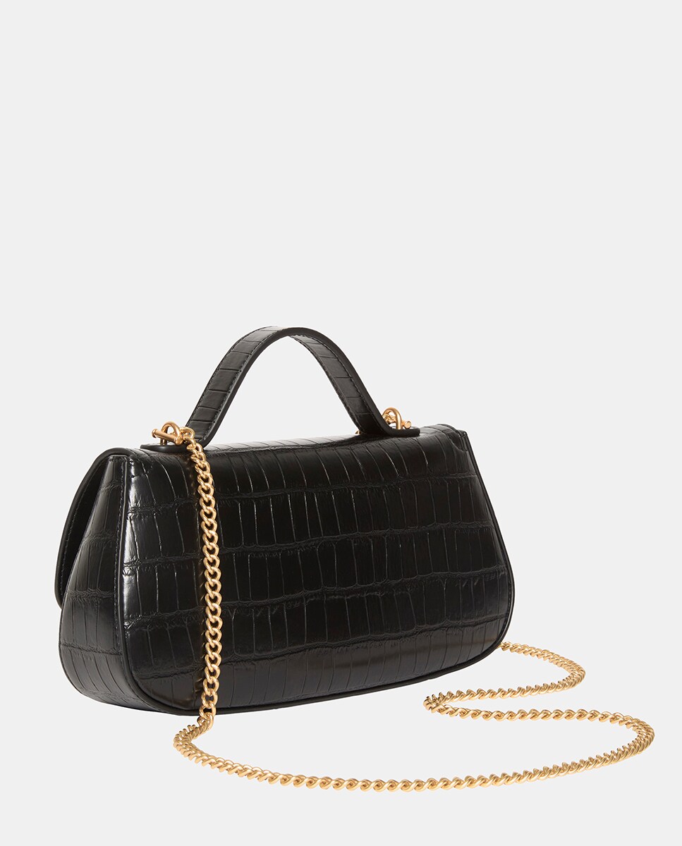 Mala com Textura de Crocodilo Preto-4