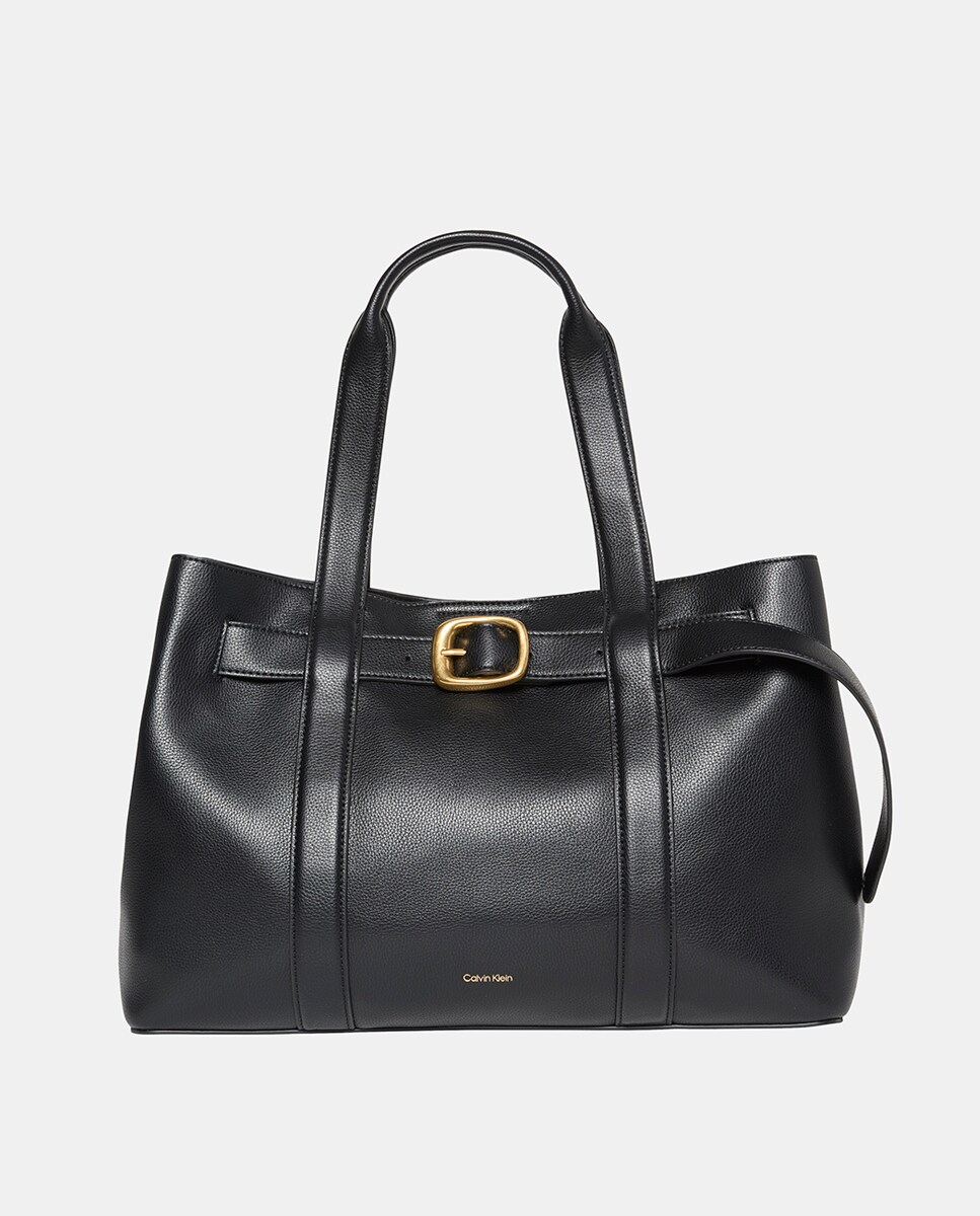 Mala Tipo Tote Grande com Fivela Estética Preto-1