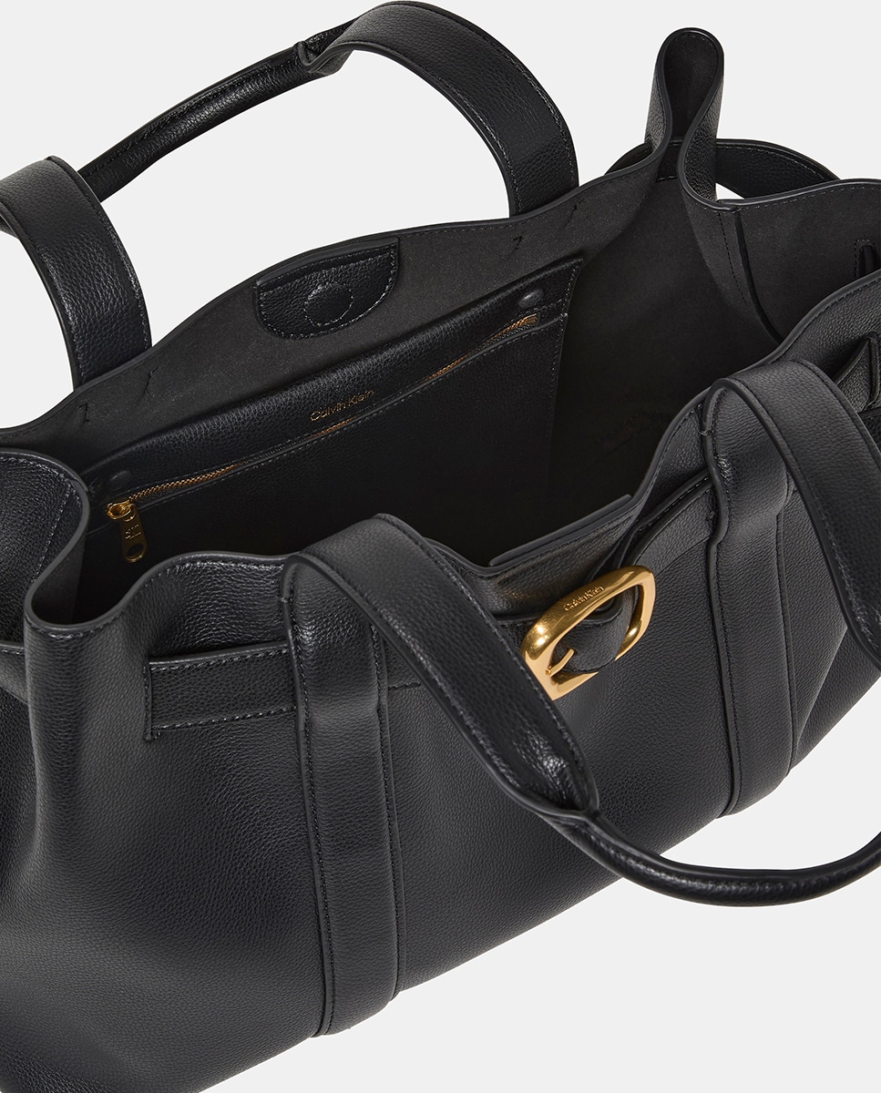 Mala Tipo Tote Pequena com Fivela Estética Preto-3