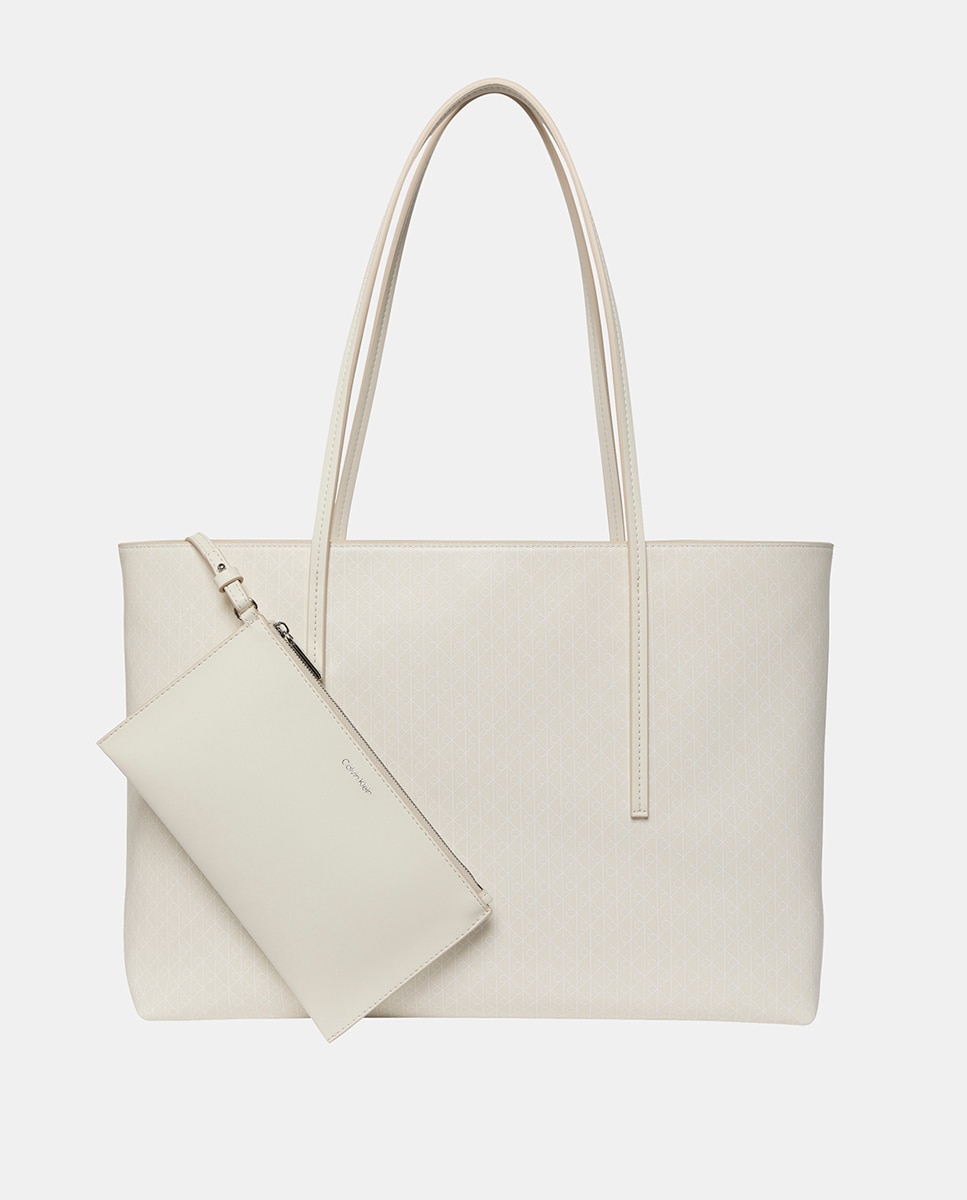 Mala Shopper com Estampado de Monograma Branco-1
