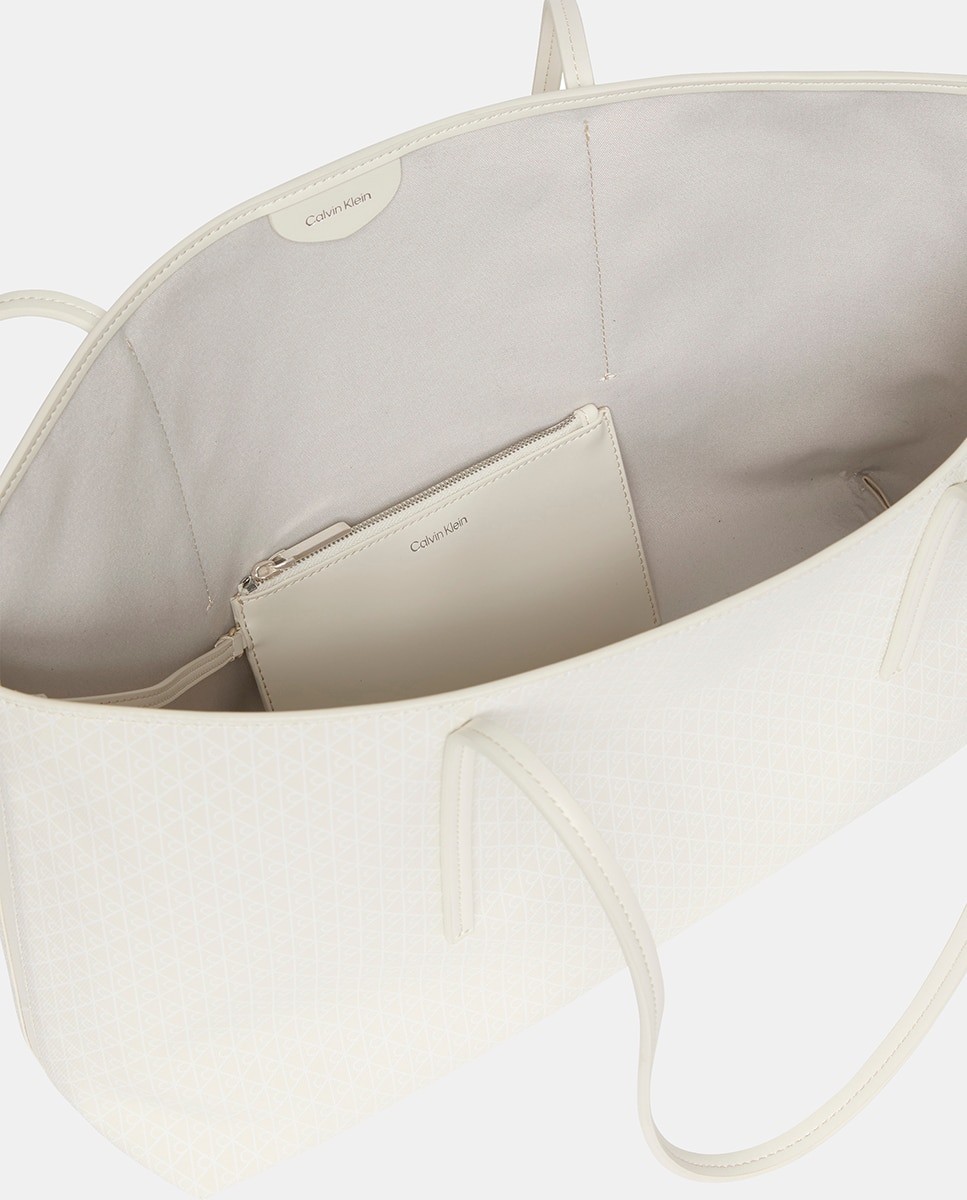 Mala Shopper com Estampado de Monograma Branco-6