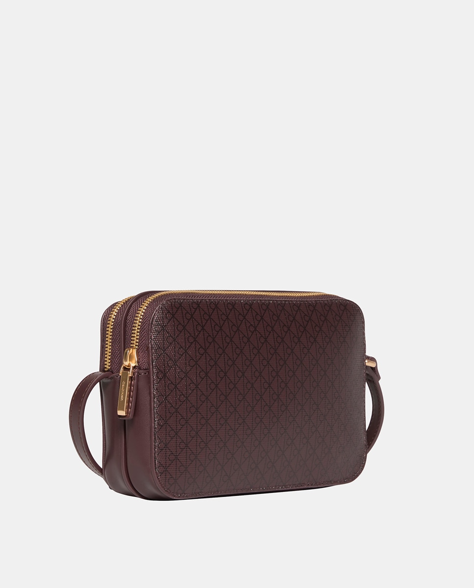 Mala a Tiracolo com Estampado de Monograma Bordeaux-3