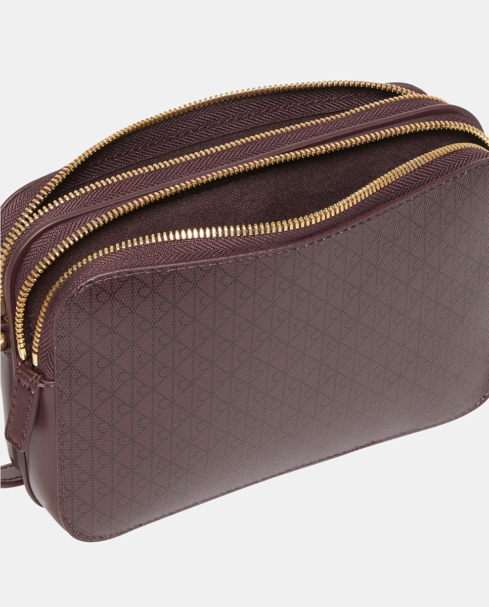 Mala a Tiracolo com Estampado de Monograma Bordeaux-4