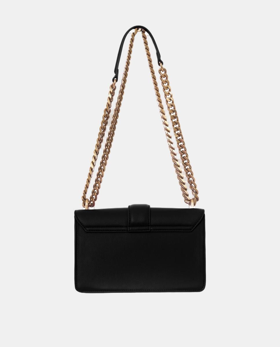 Mala a Tiracolo Pequena com Aba e Fecho de Botão - Vermelho Preto-3