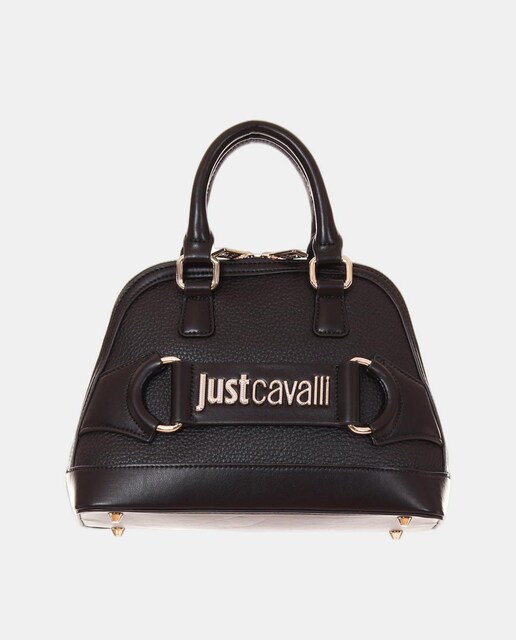 Imagen 0 de Bolso pequeño forma ovalada en negro con doble correa.