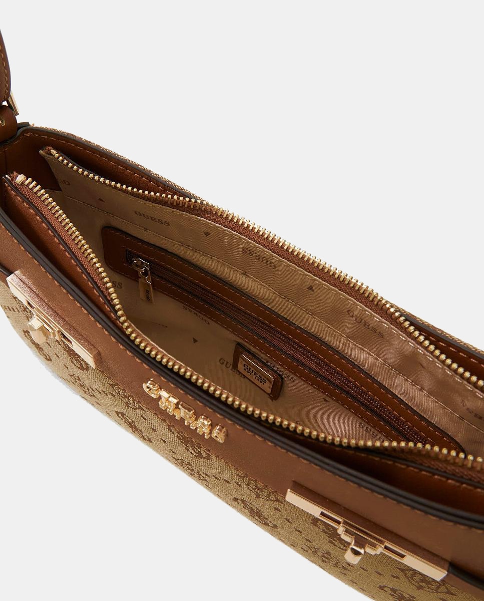 Mala de Ombro com Fecho de Correr Castanho-claro-4