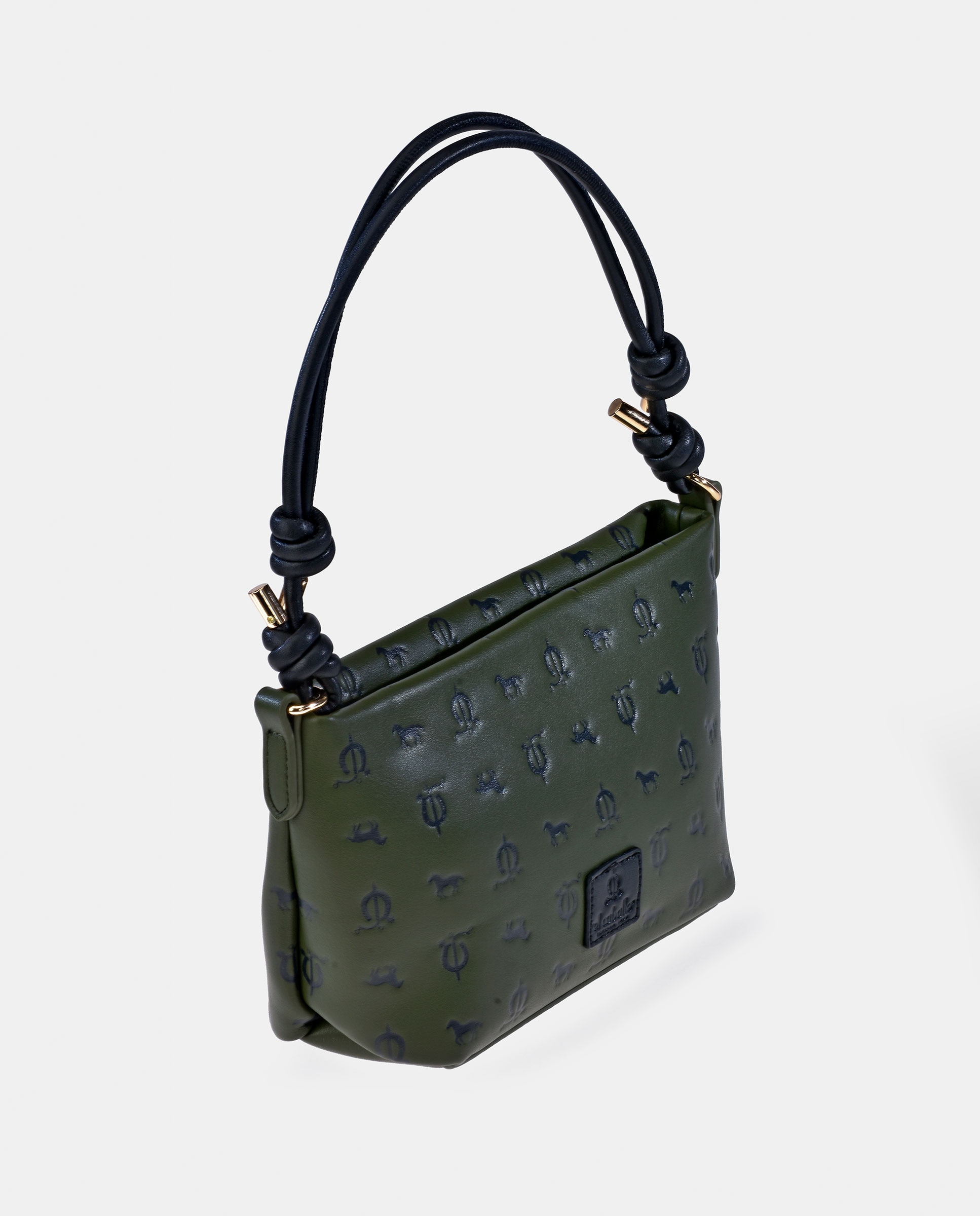 Mala a Tiracolo em Material Sintético Gravado - Preto Verde-escuro-2
