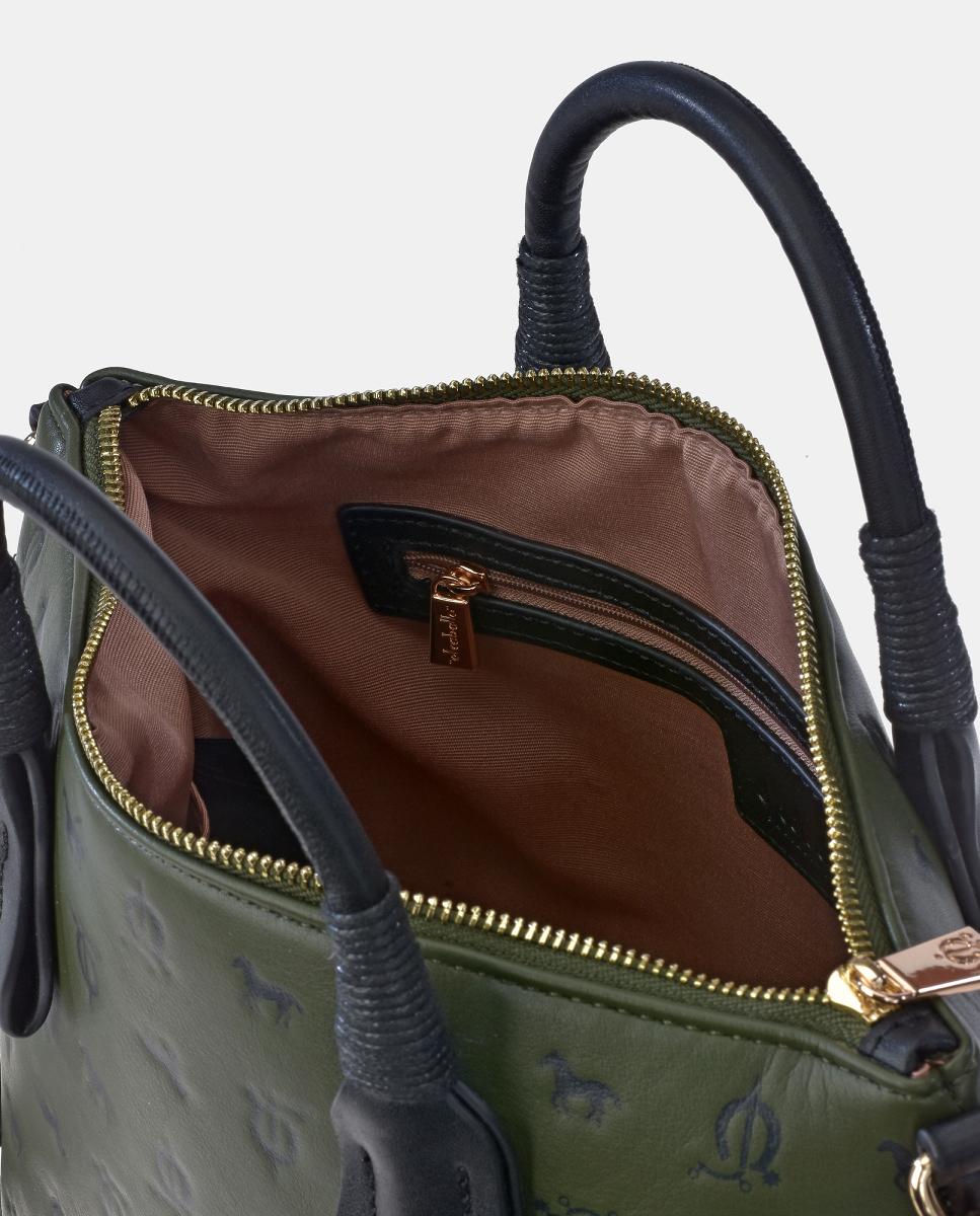 Mala Shopper em Tecido Sintético Gravado Verde-escuro-4