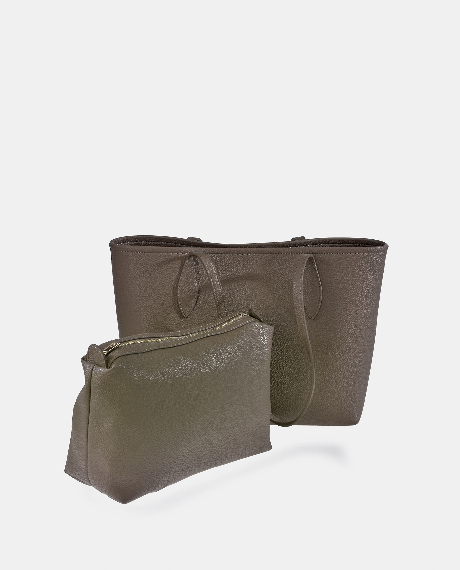 Mala Tipo Tote em Pele Sintética - Preto Taupe-4