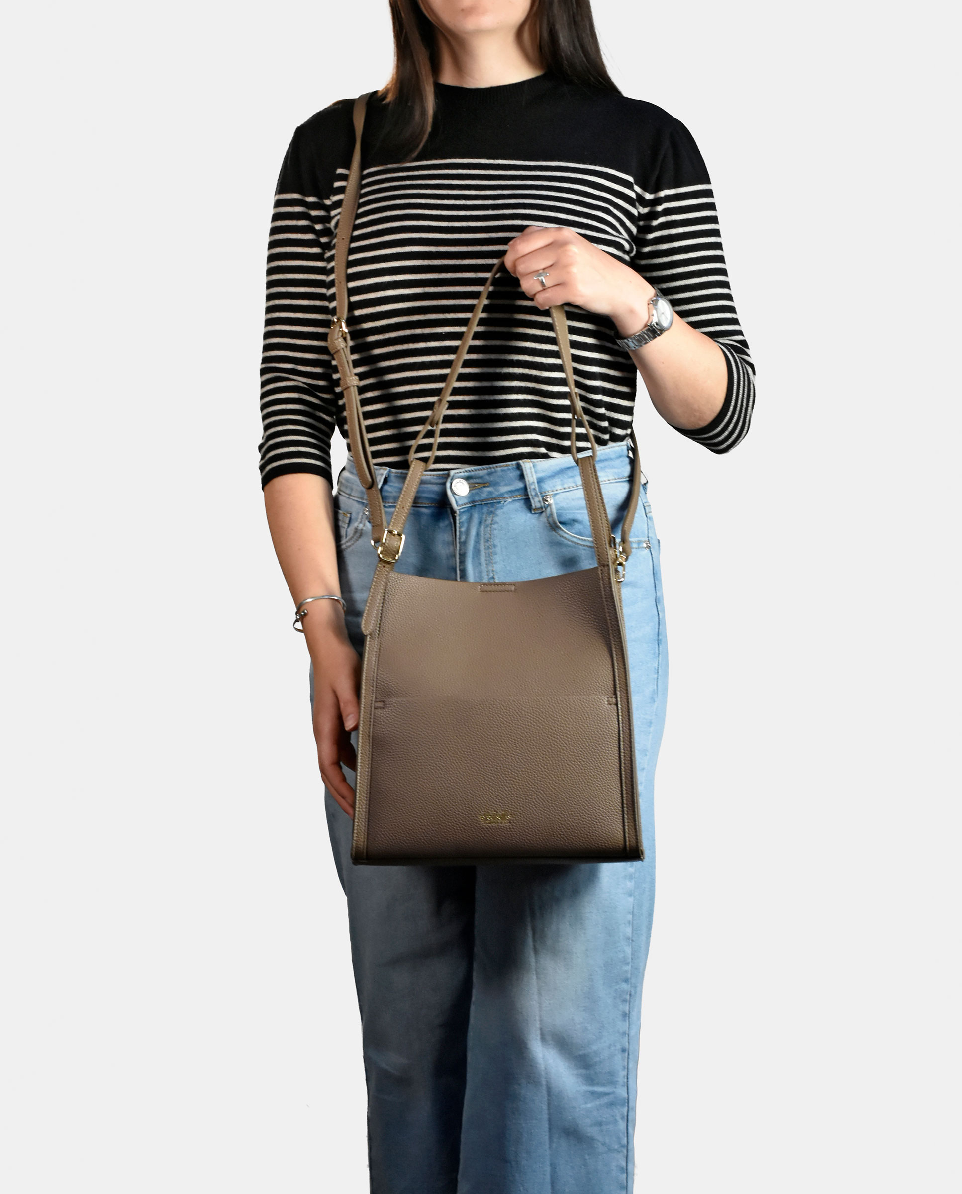 Mala Shopper em Pele Sintética - Preto Taupe-5