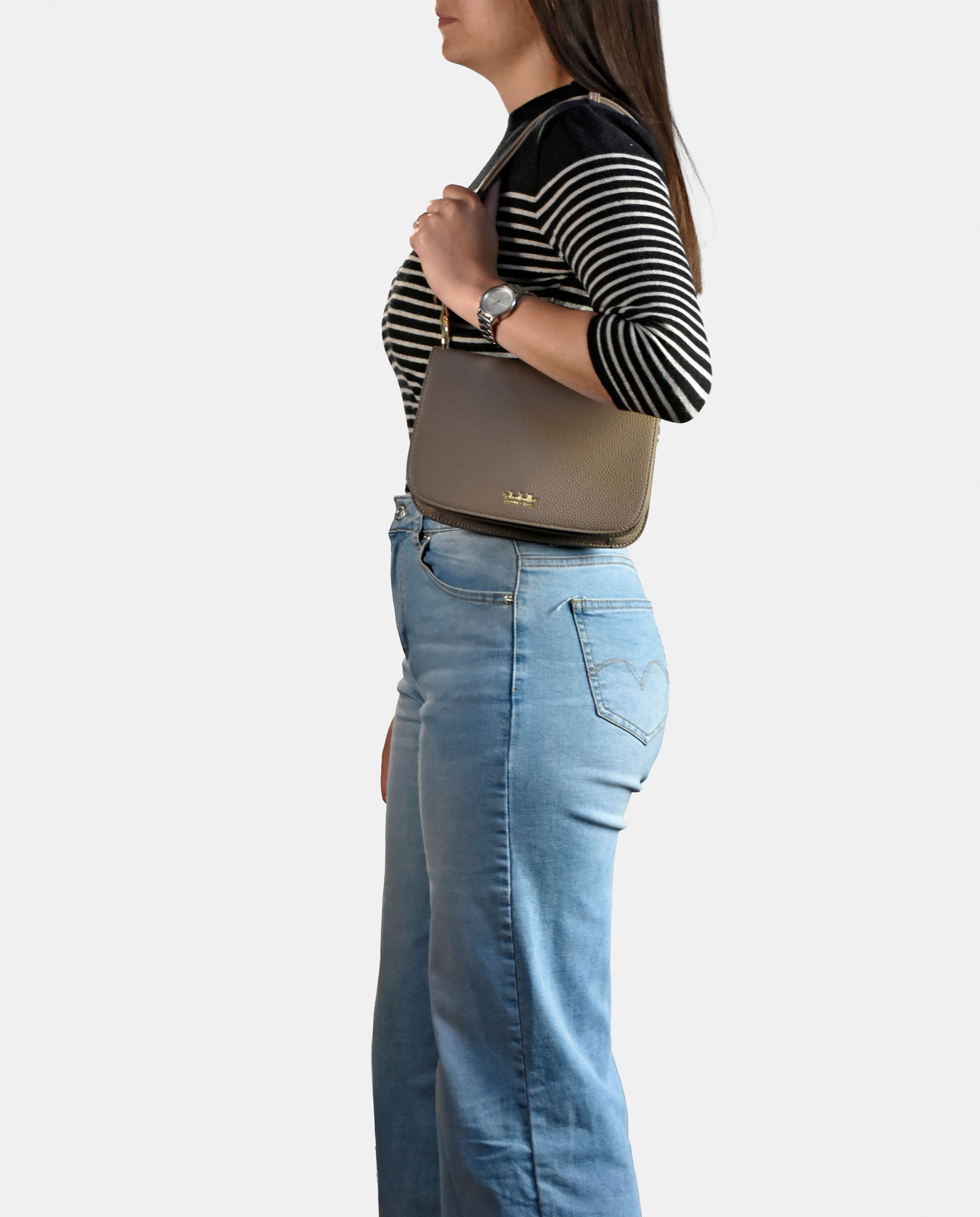 Mala Saddle em Pele Sintética - Preto Taupe-5