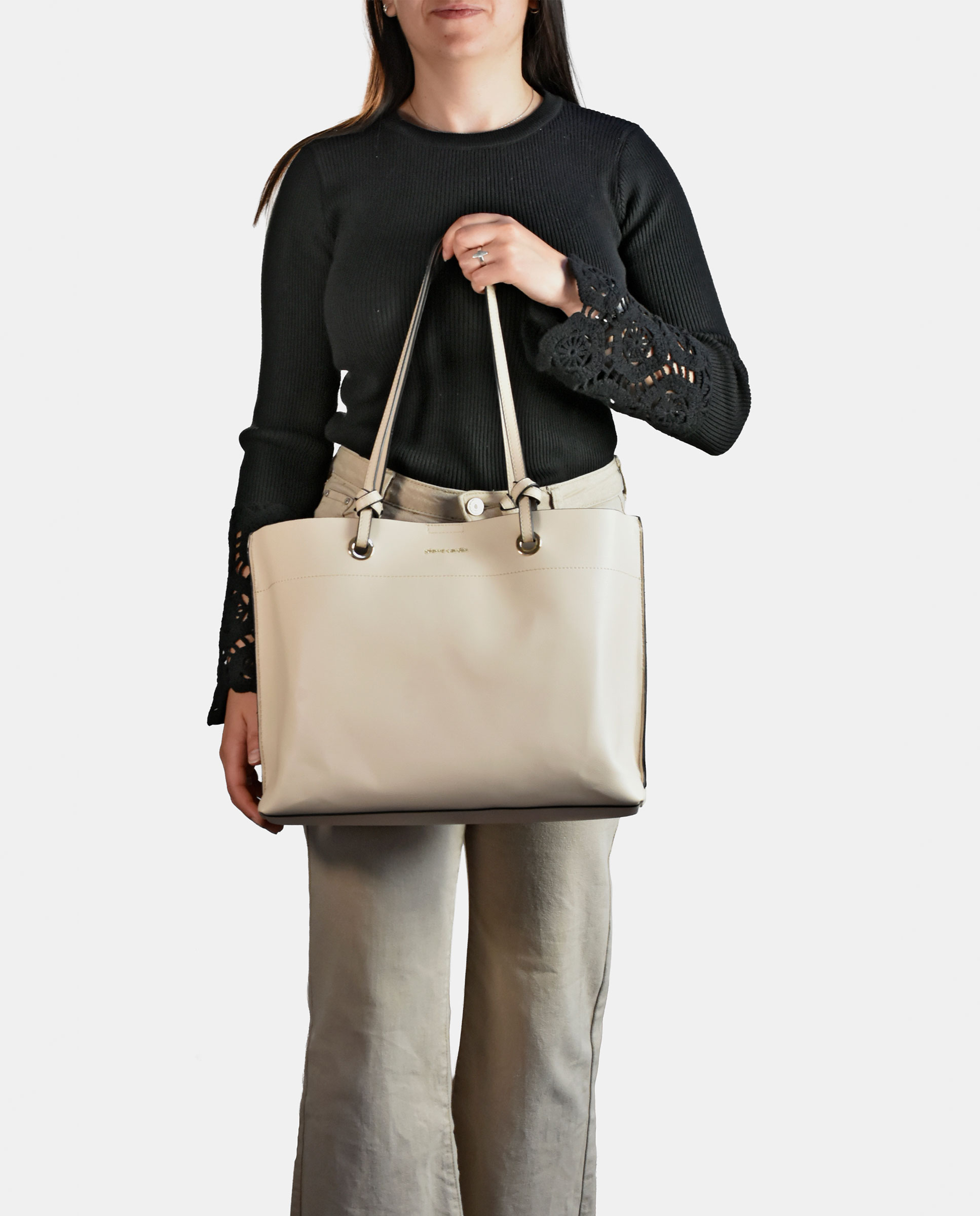 Mala Shopper em P.U. Bege-4