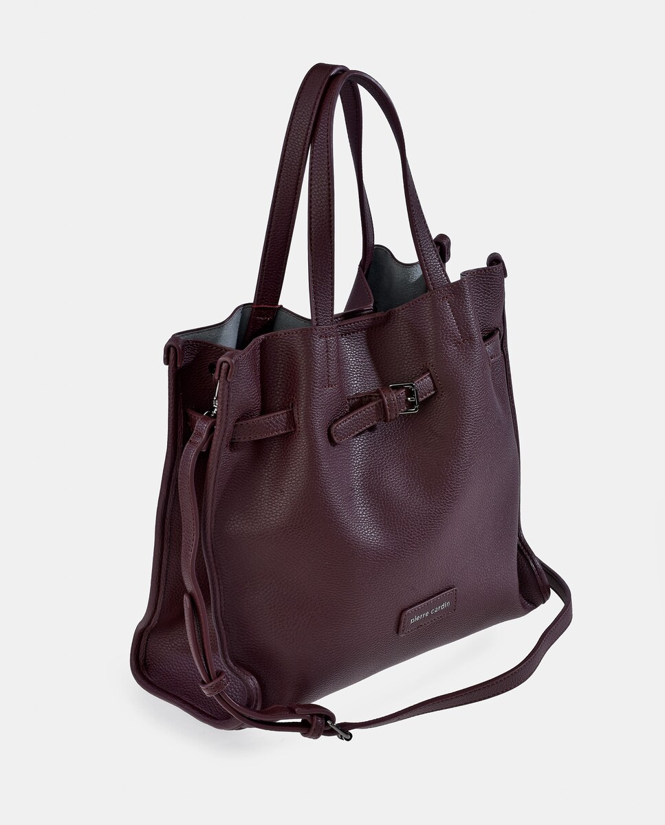 Mala Tipo Tote Grande em P.U Bordeaux-3