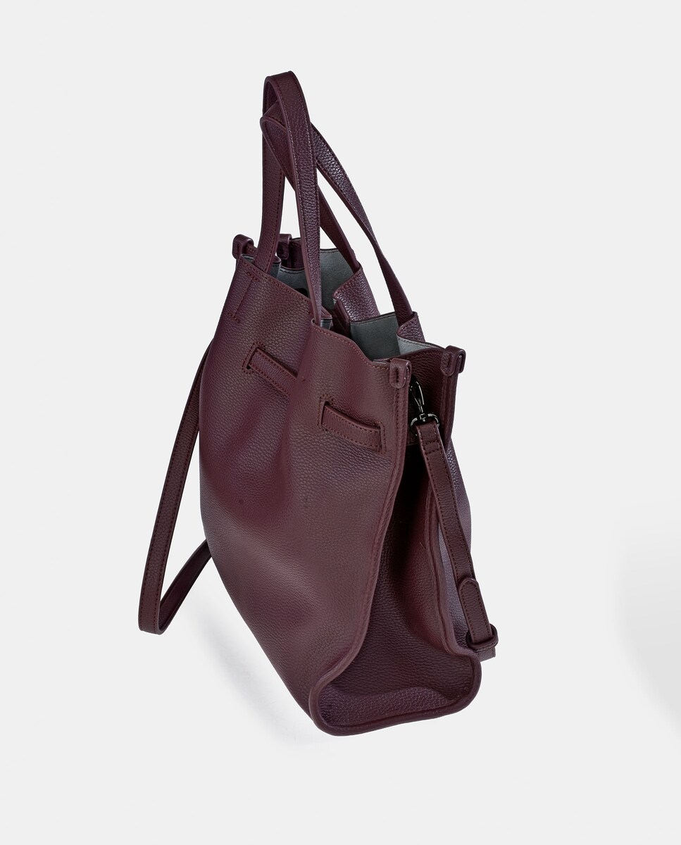 Mala Tipo Tote Grande em P.U Bordeaux-4