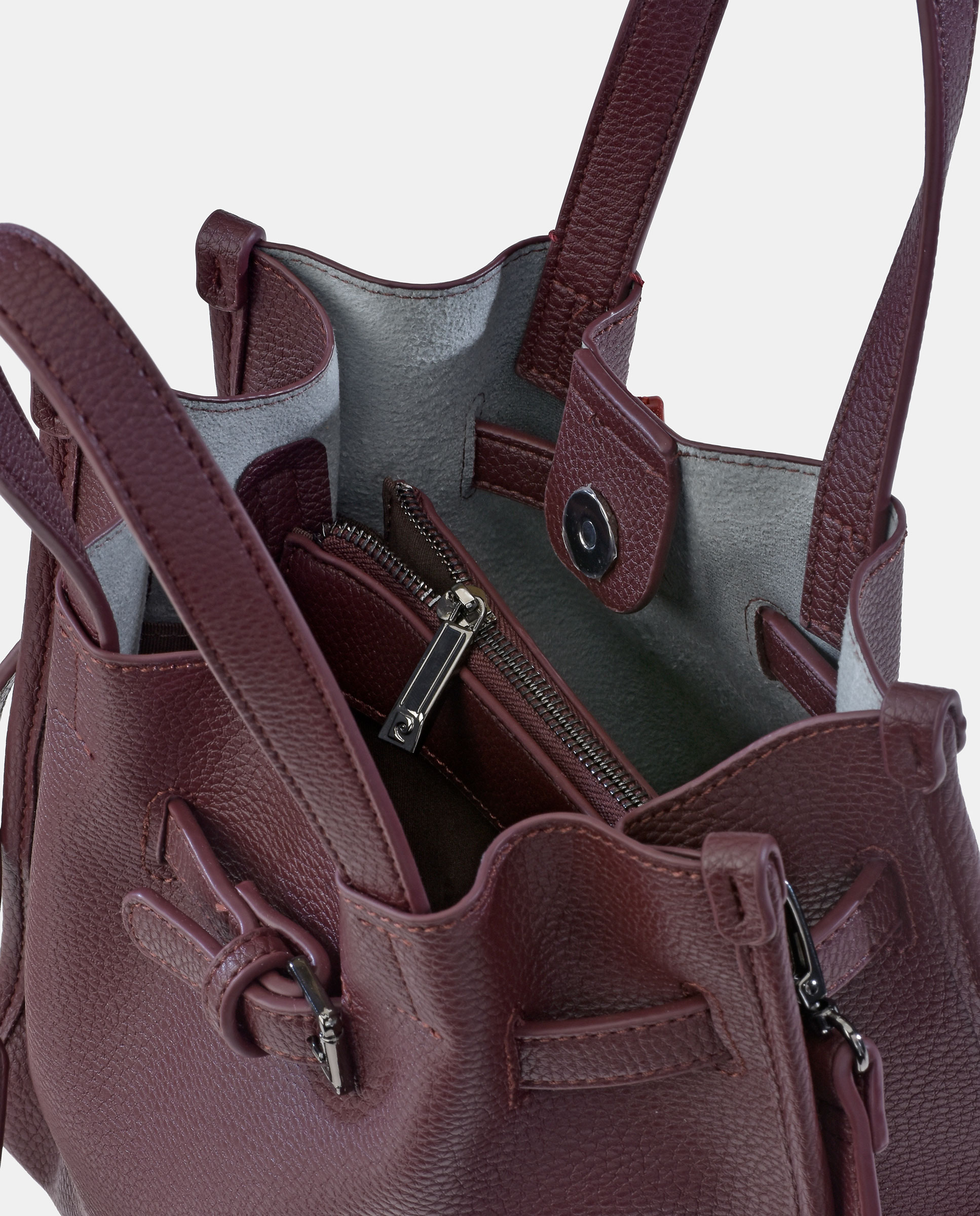 Mala Tipo Tote em P.U. Bordeaux-4
