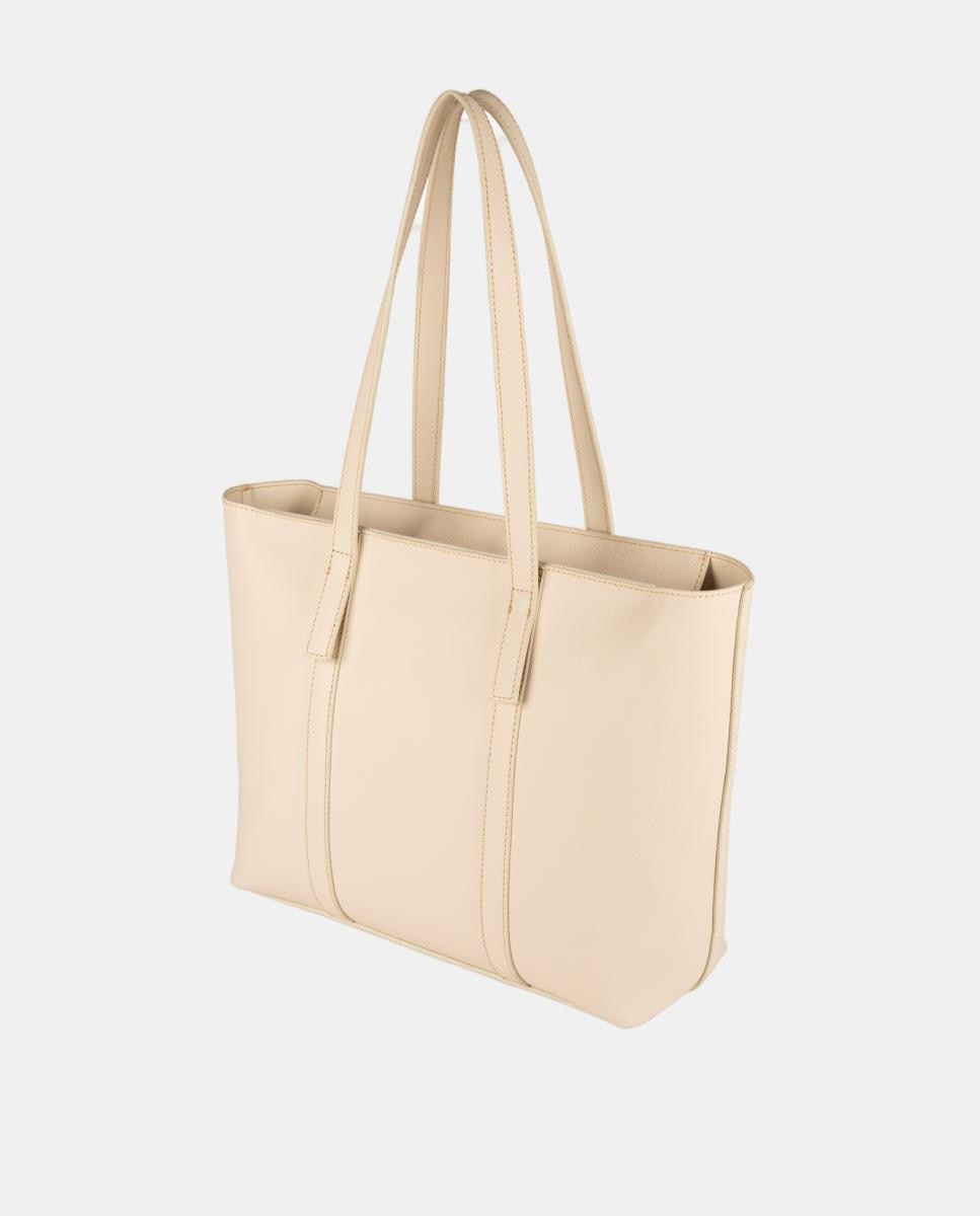 Mala de Formato Shopper em Couro Vegano Branco-2