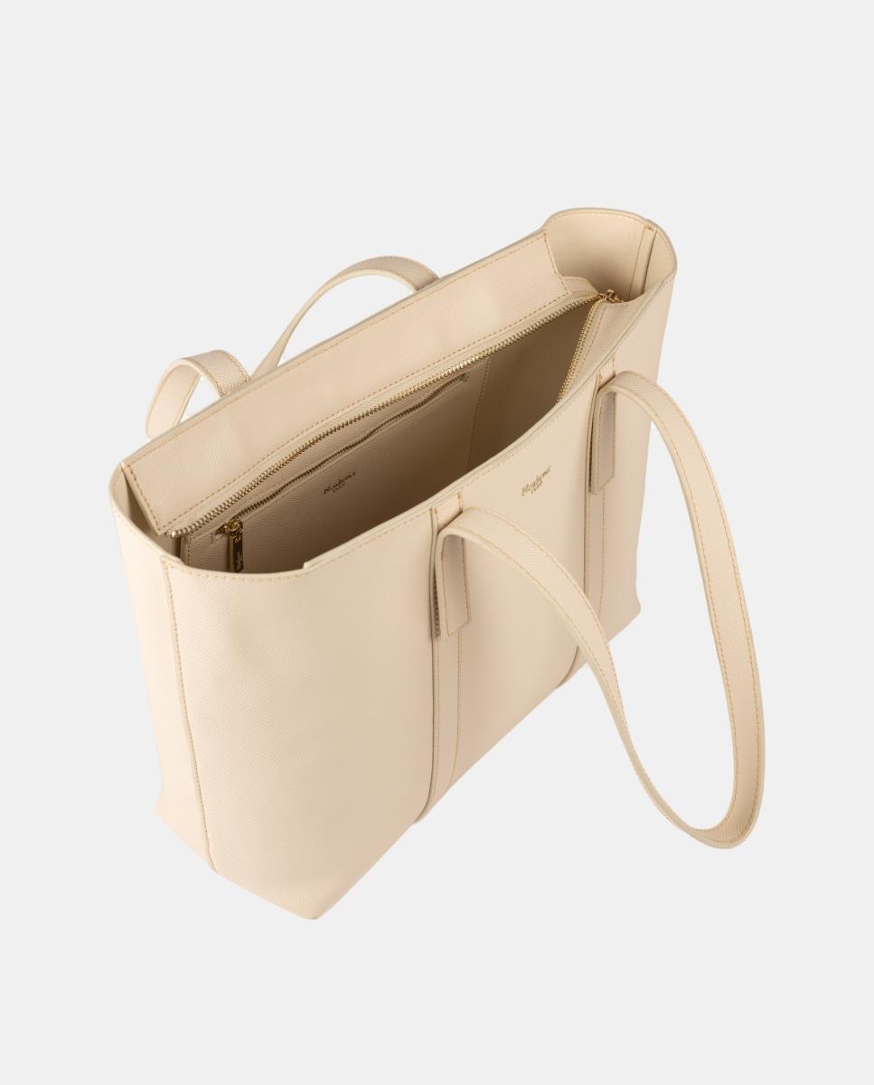 Mala de Formato Shopper em Couro Vegano Branco-3