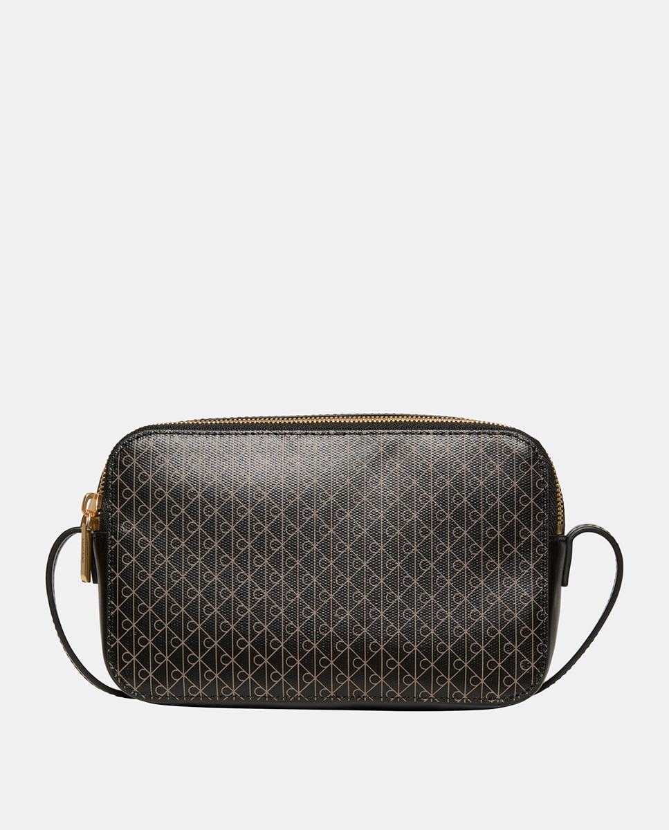 Mala a Tiracolo com Estampado de Monograma CK Preto-1