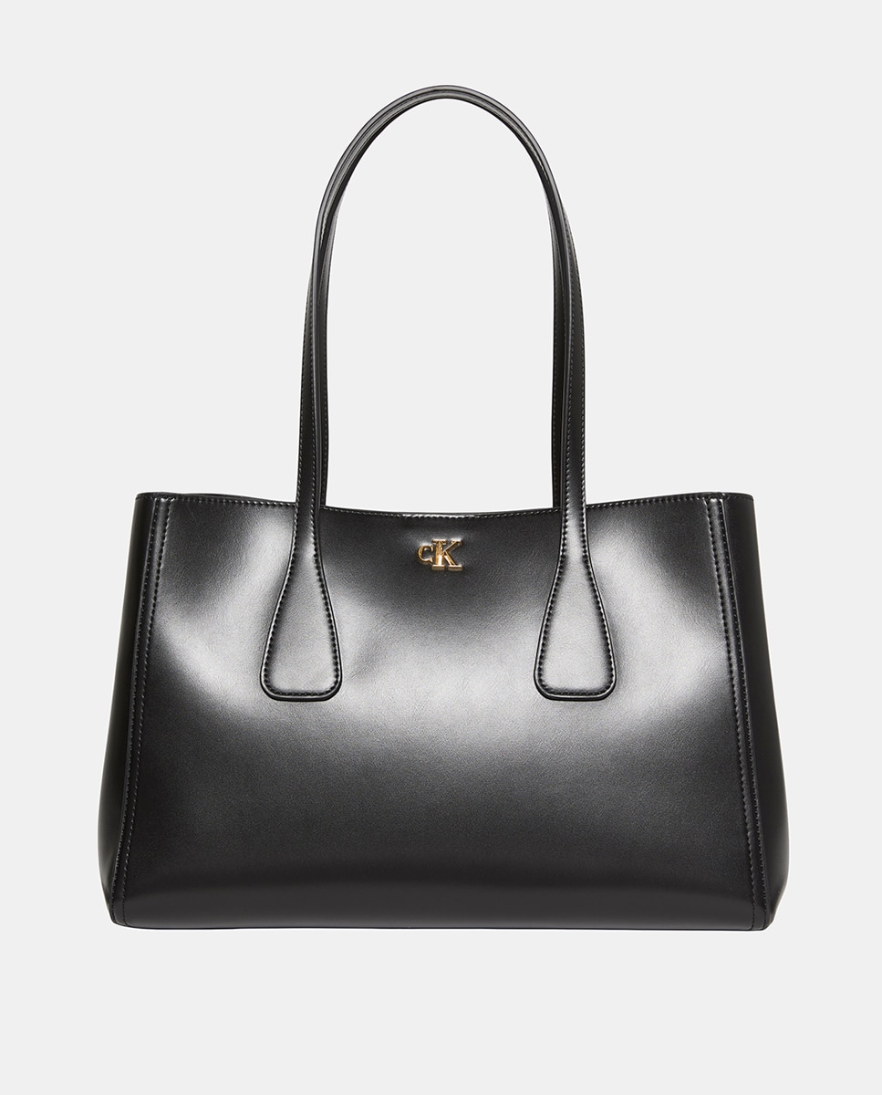 Mala Tipo Tote com Logótipo CK - Dourado Preto-1