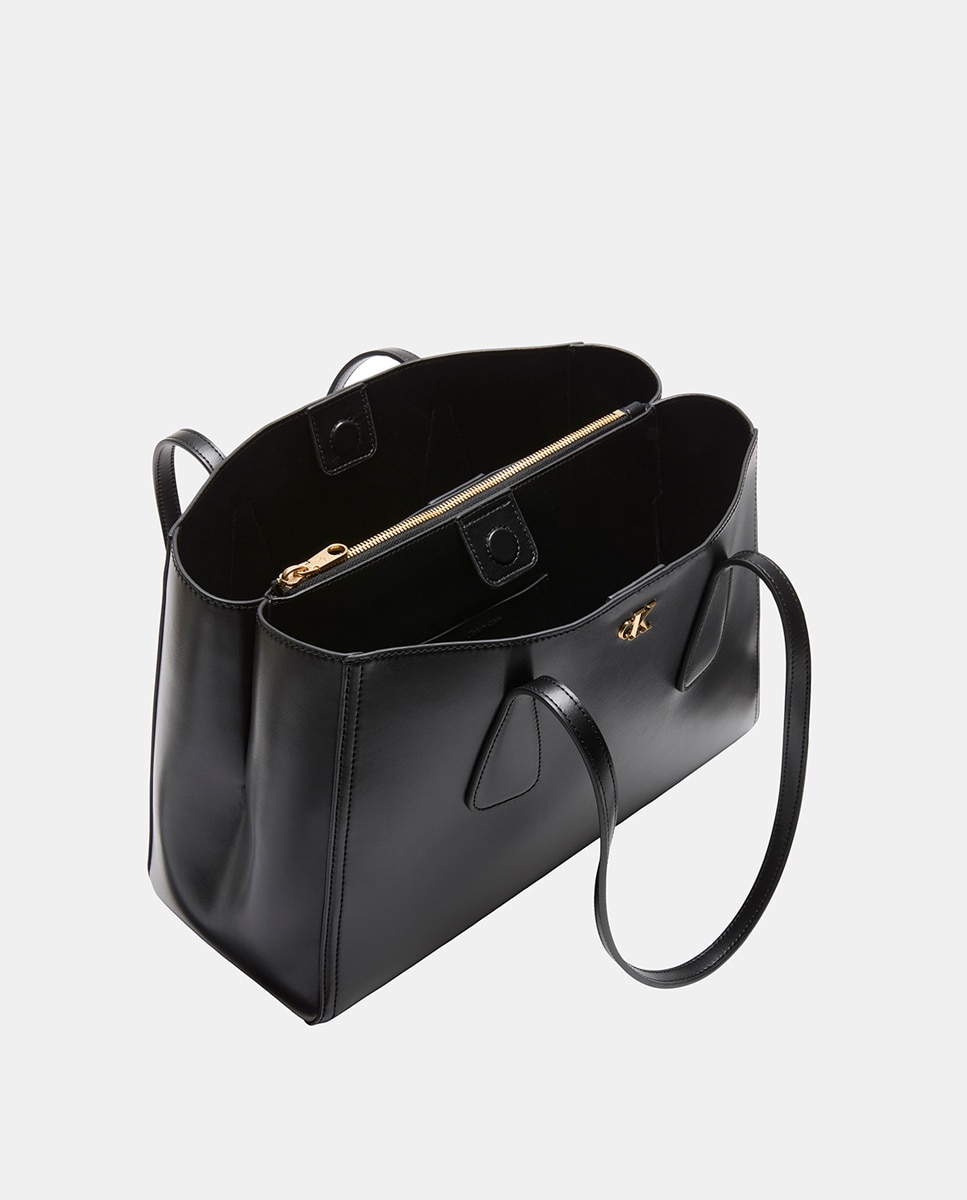 Mala Tipo Tote com Logótipo CK - Dourado Preto-3