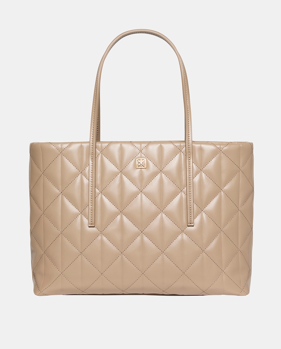 Mala Tipo Tote Acolchoada Bege-1