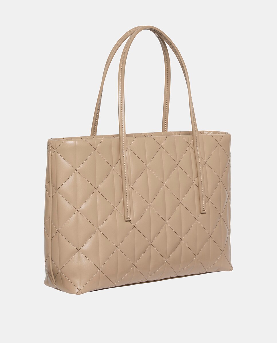 Mala Tipo Tote Acolchoada Bege-2