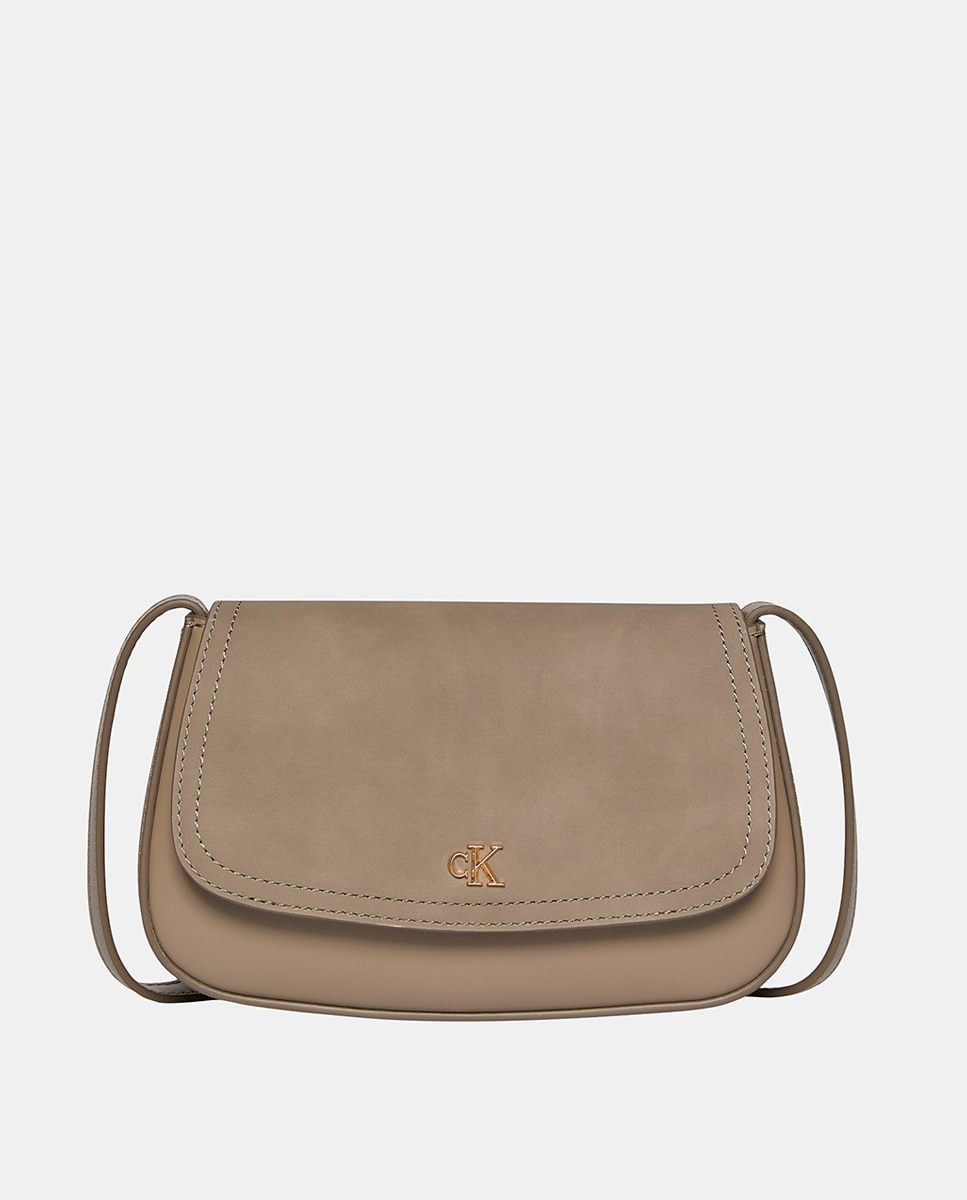 Mala Casual CK com Aba de Croute Bege-1