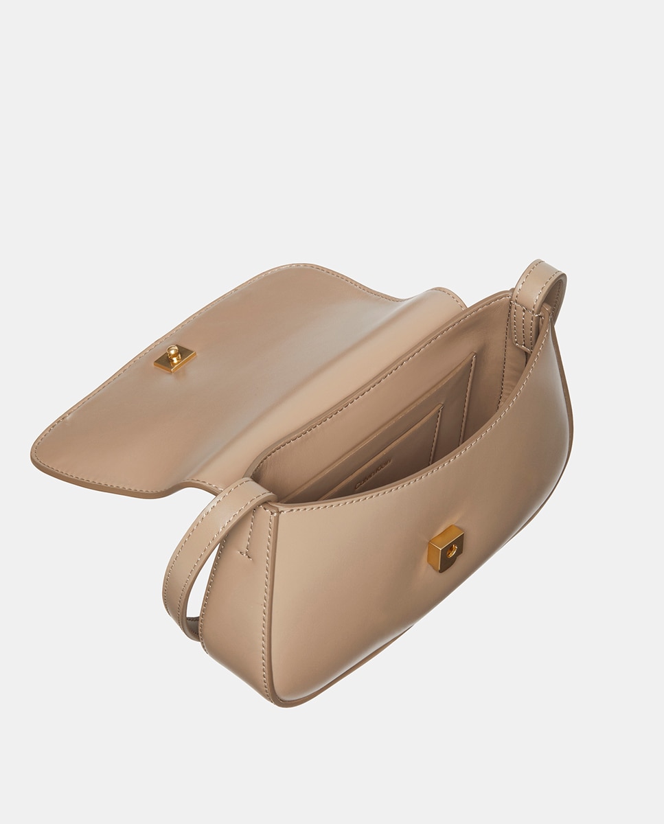 Mala Casual CK com Aba de Croute Bege-3