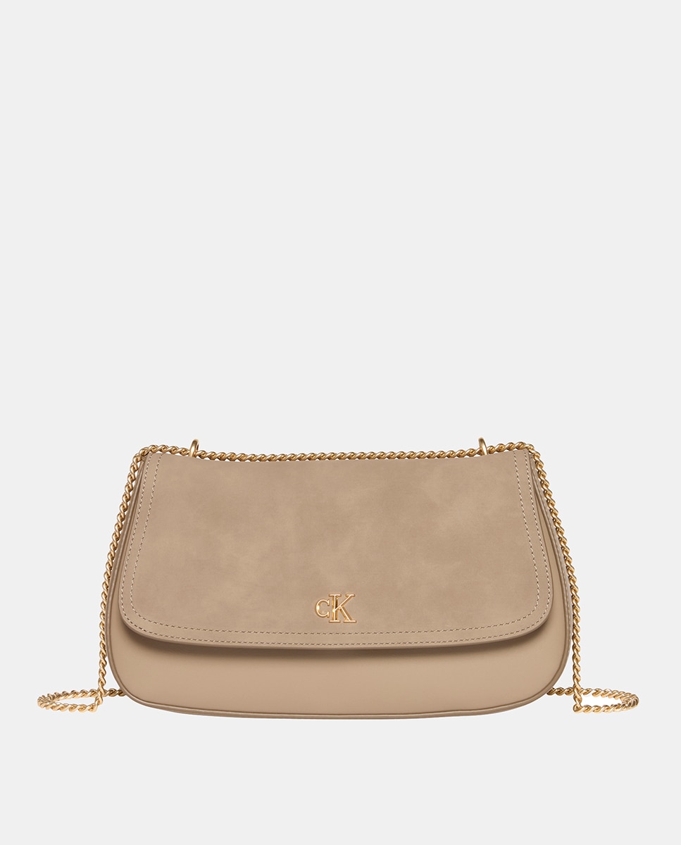 Mala de Croute com Alça de Corrente Bege-1