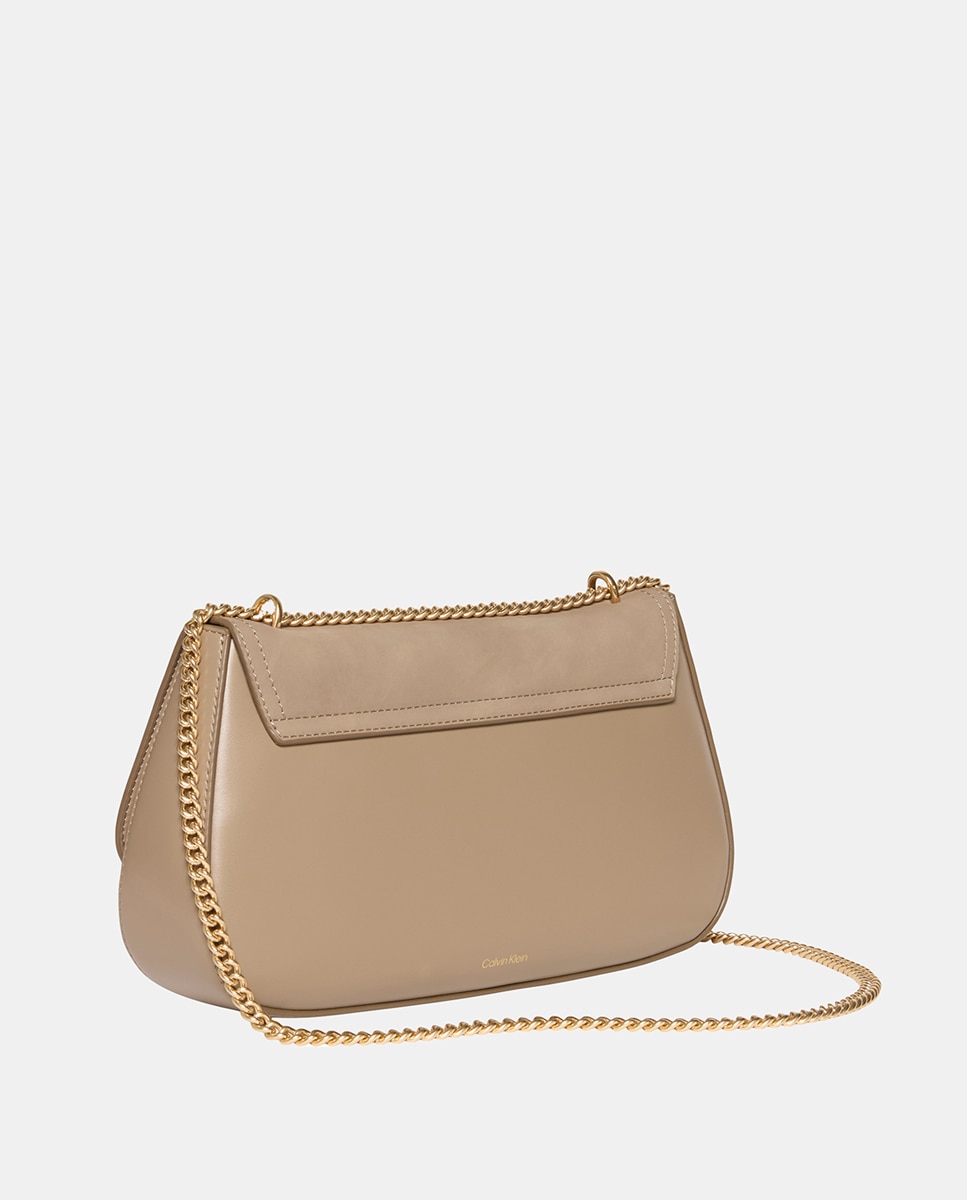 Mala de Croute com Alça de Corrente Bege-2