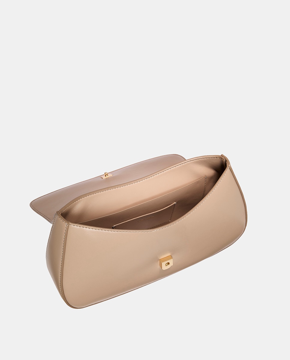 Mala de Croute com Alça de Corrente Bege-3