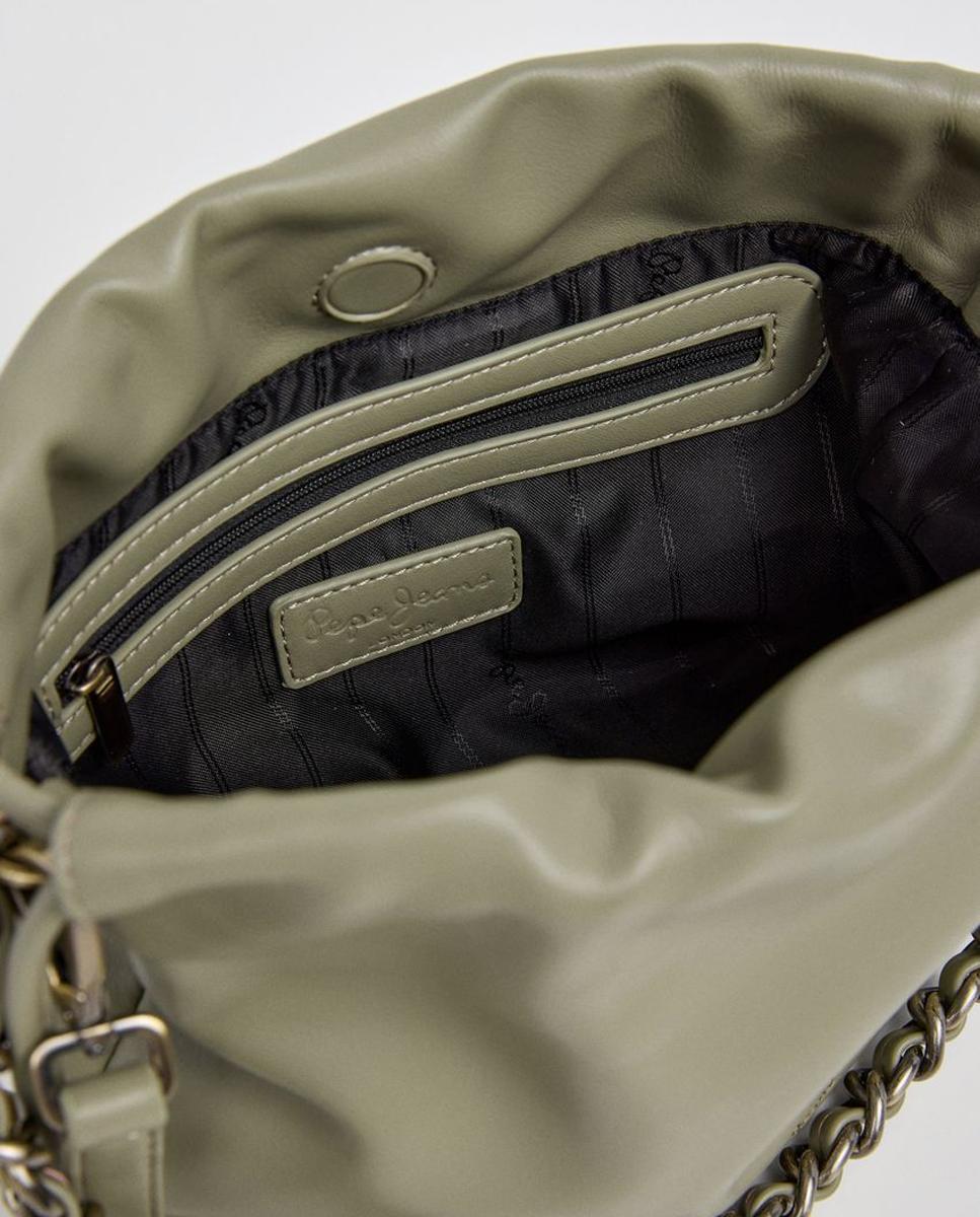 Mala Hobo Georgia com Corrente Metálica Curta Verde-claro-5