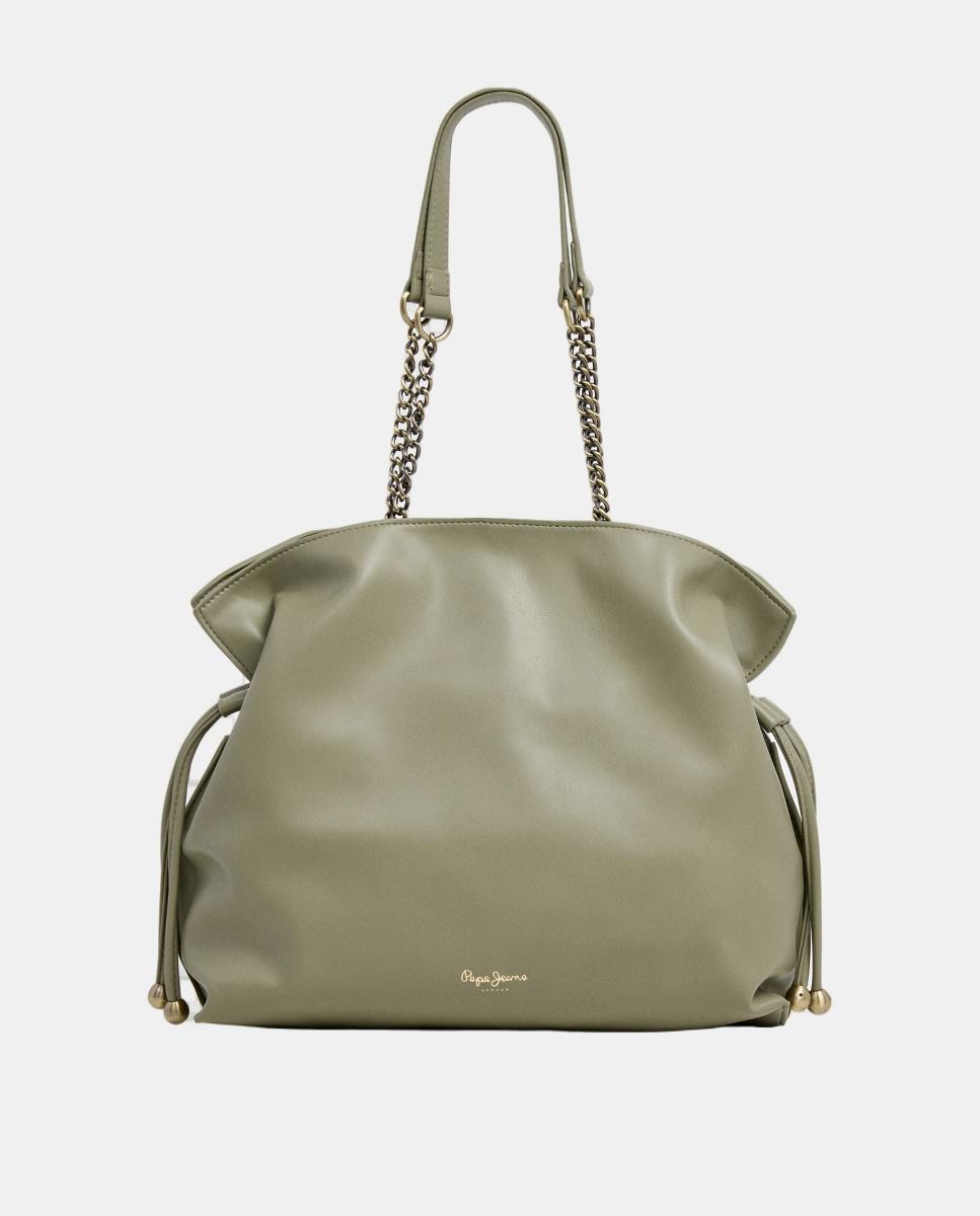 Mala Hobo Gwendolyn com Fecho Magnético e Alça de Corrente Verde-claro-1