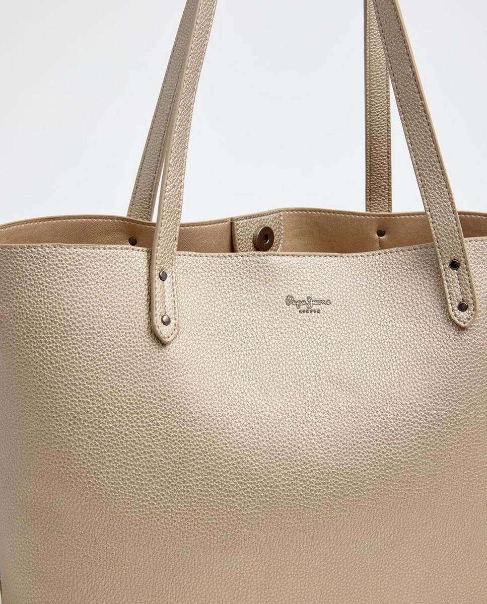 Mala Shopper Audrey Script com Fecho Magnético, Vários Compartimentos, Alça Dupla e Logótipo Clássico à Frente Ouro-3
