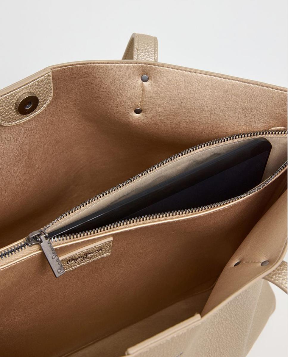 Mala Shopper Audrey Script com Fecho Magnético, Vários Compartimentos, Alça Dupla e Logótipo Clássico à Frente Ouro-5